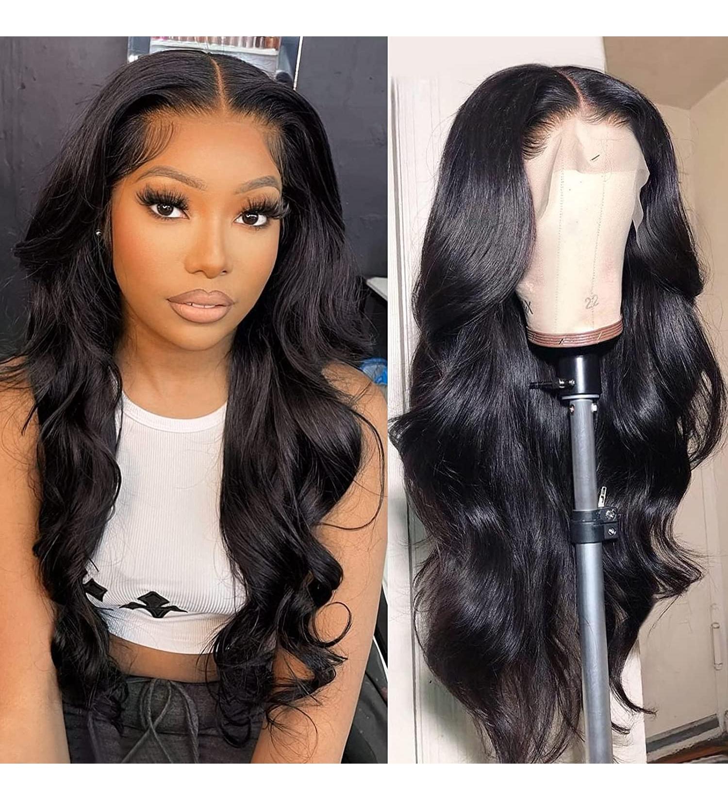 Eyefanniy 13X4 Body Wave Human Hair Lace Front Wig 18 Inch - Pre Plucked with Baby Hair, 180% Density for Black Women | HD Transparent Lace Frontal - Buy Online on GoSupps.com