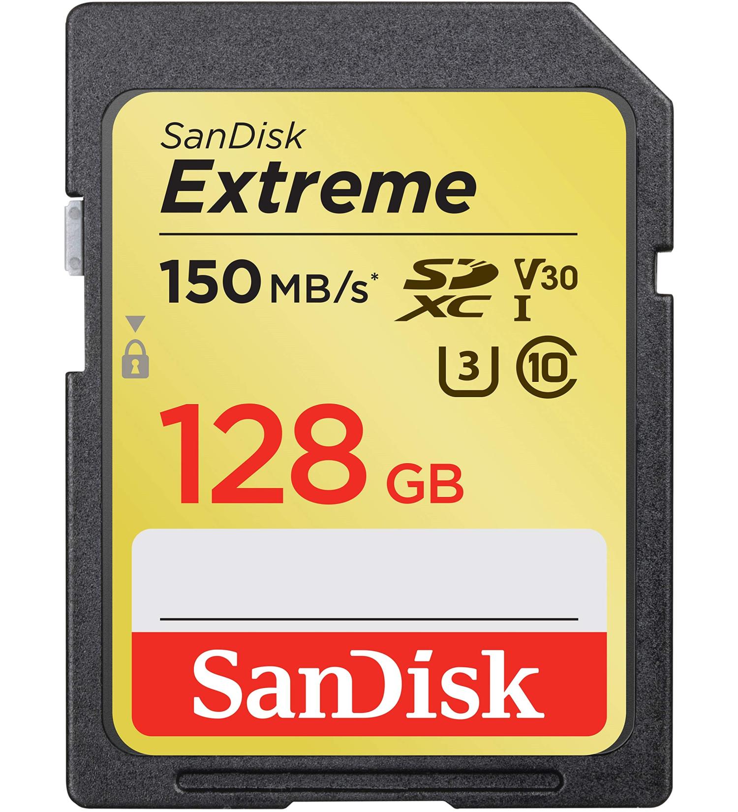 SanDisk 128GB Extreme SDXC Memory Card - 150MB/s, 4K UHD, V30, U3, C10 | SDSDXV5-128G-GNCIN - Buy Online on GoSupps.com