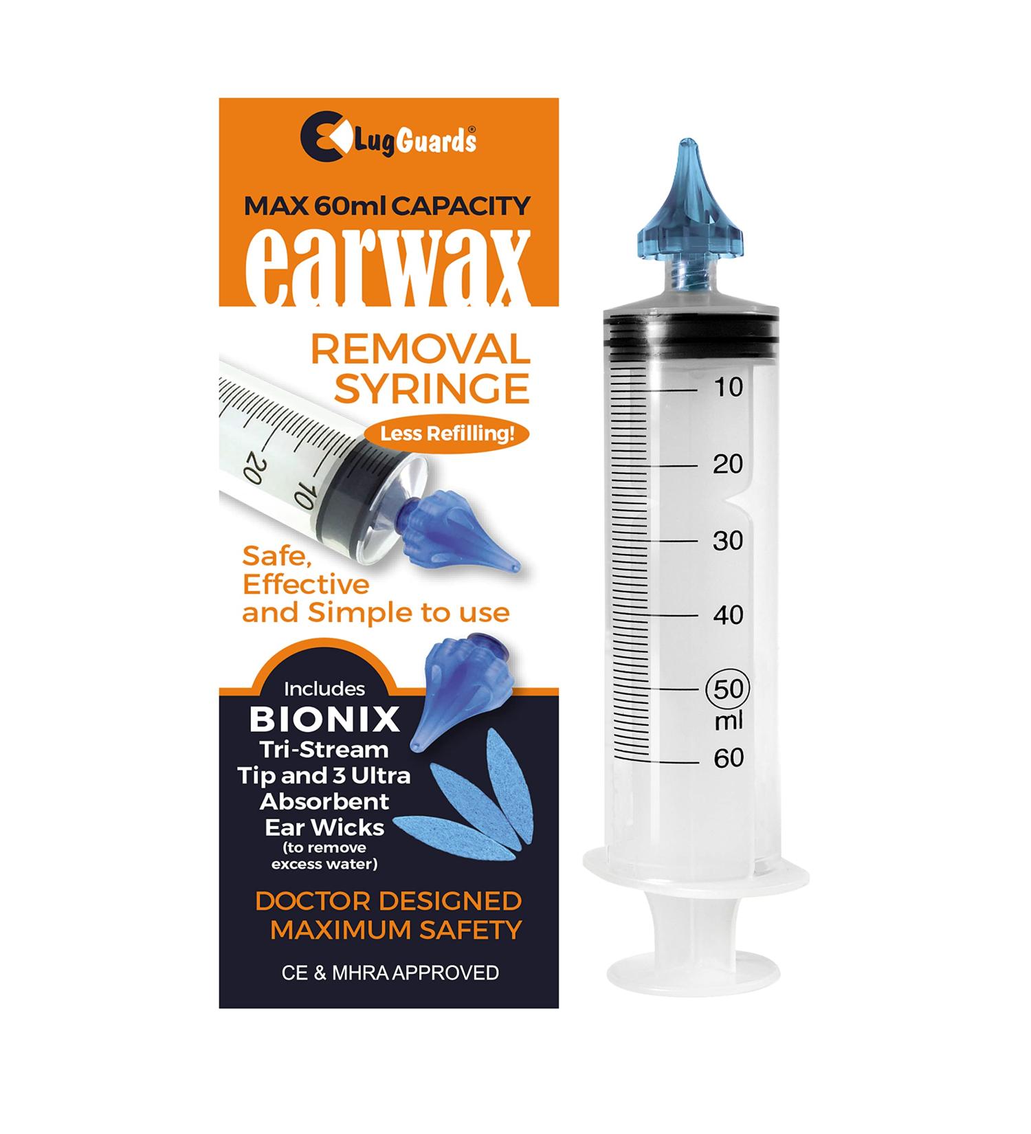 BIONIX Ear Wax Removal Syringe 60ML + 3 Anti Ear Infection Wicks | MHRA & CE Approved - Buy Online on GoSupps.com