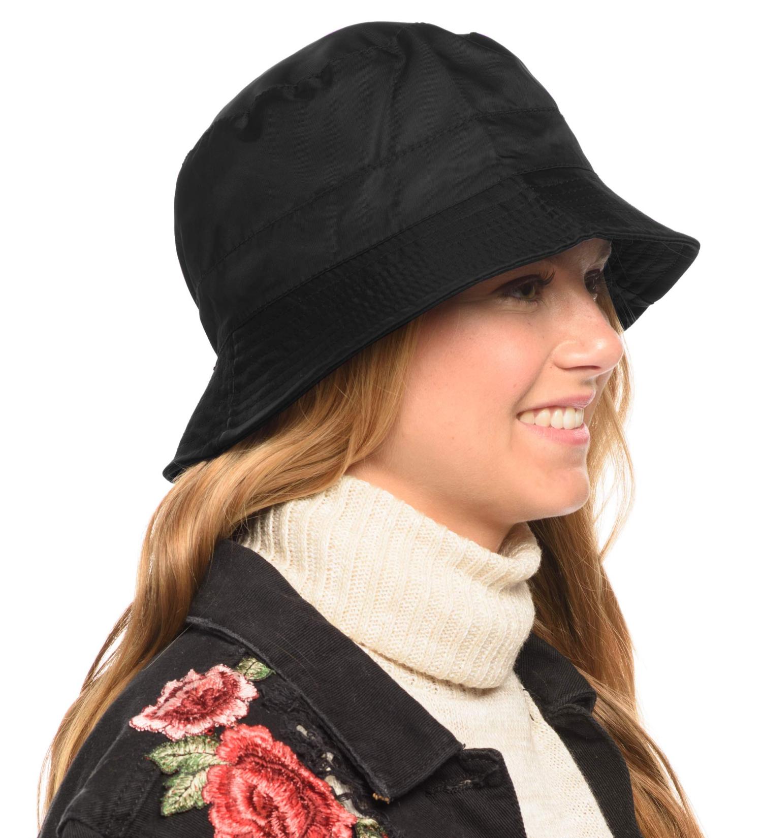 Adjustable Waterproof Nylon Bucket Rain Hat - Easy to Fold | CL3056 Black - Buy Online on GoSupps.com