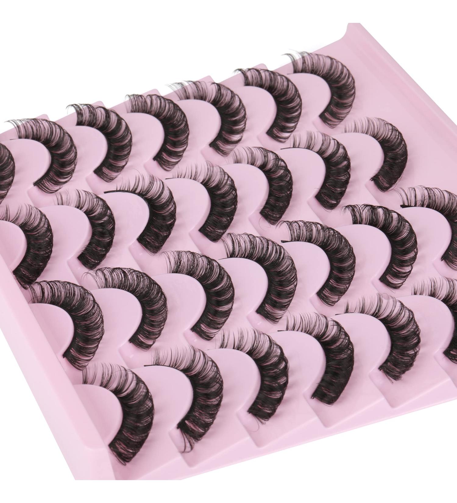 wiwoseo D Curly Wispy False Eyelashes - 14 Pairs Faux Mink 3D Effect 15MM - Buy Online on GoSupps.com