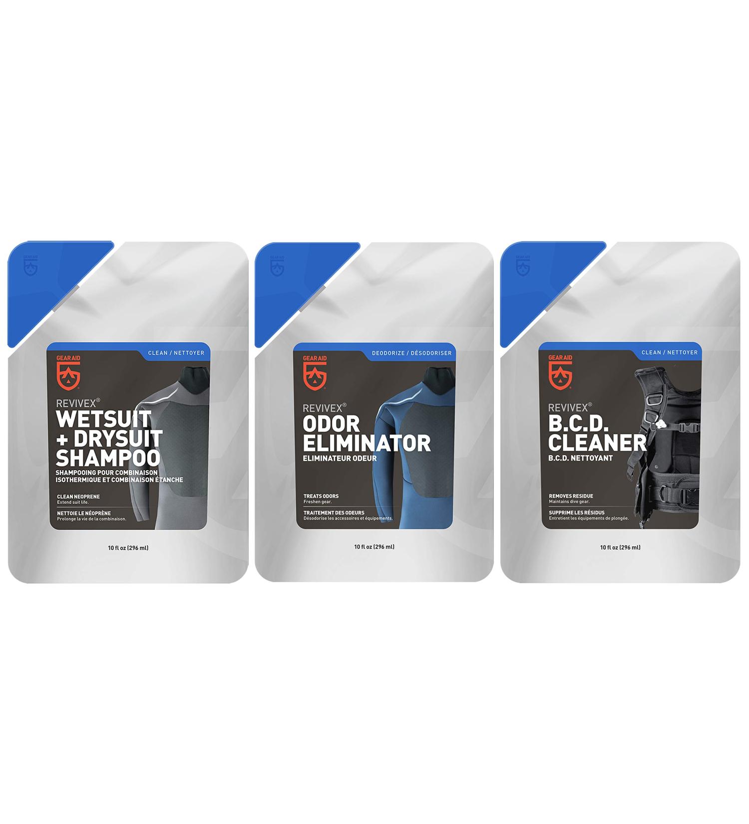 GEAR AID Wetsuit Shampoo and BCD Cleaner - Removes Salt and Residue | Deluxe Kit for Neoprene and Scuba Gear - Buy Online on GoSupps.com