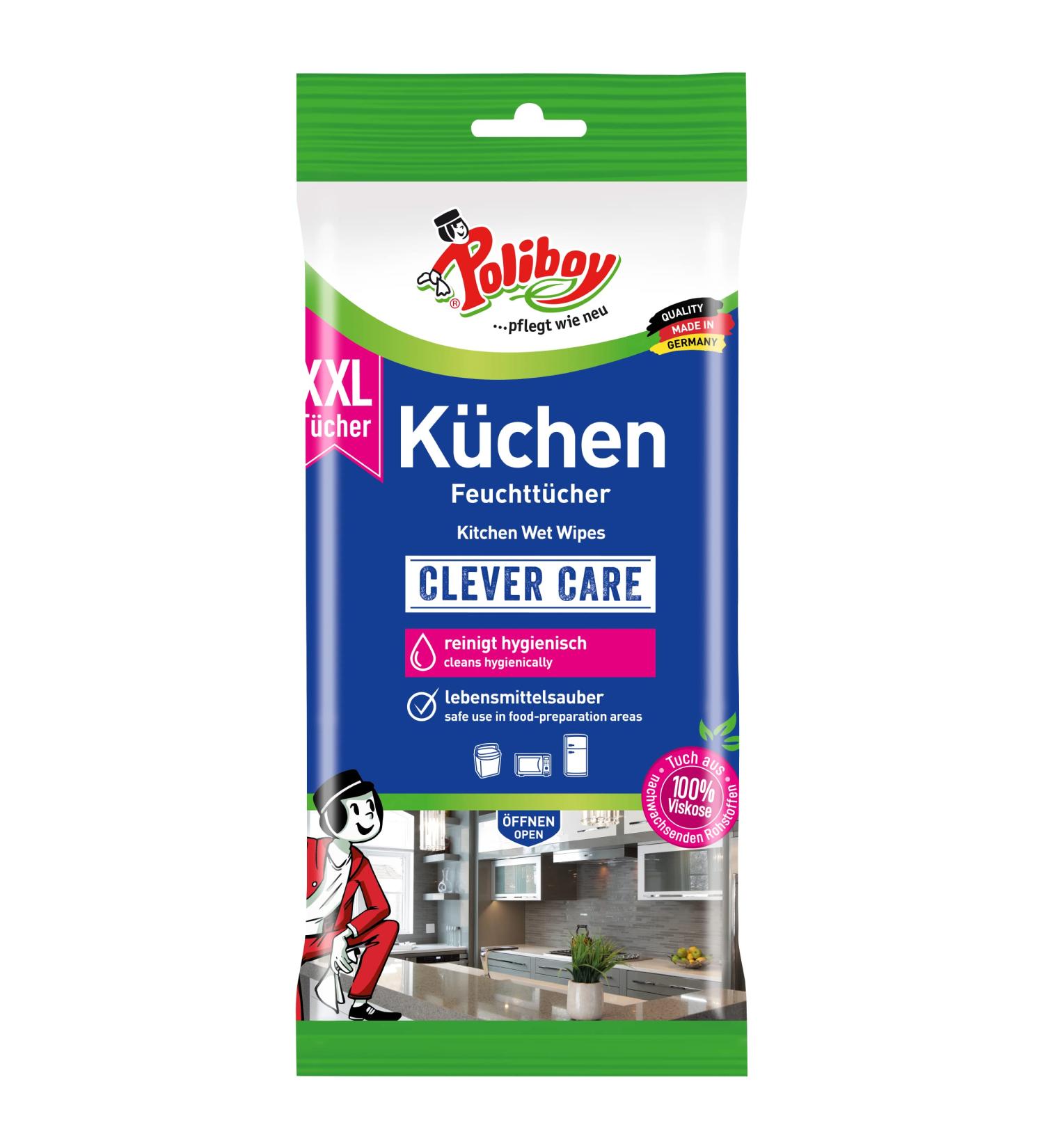 Poliboy XXL Kitchen Wet Wipes - All-Purpose Cleaning Towels (24 Pack) - Orange Fragrance - Made in Germany - International Shipping Available - Buy Online on GoSupps.com