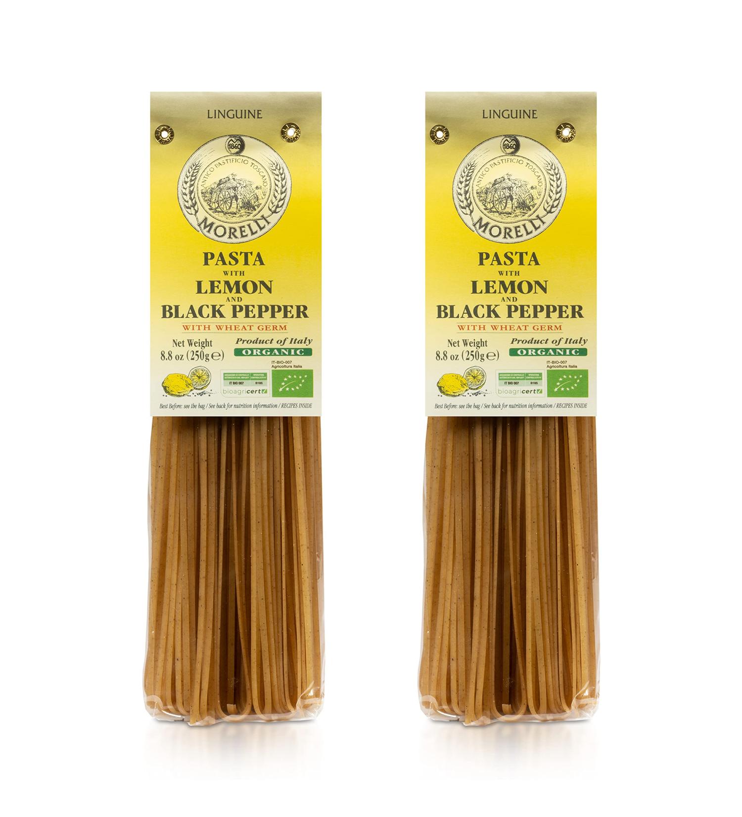 Morelli Lemon Pepper Wheat Germ Linguine Pasta - Organic Italian Pasta - 8.8 oz (Pack of 2) - Buy Online on GoSupps.com