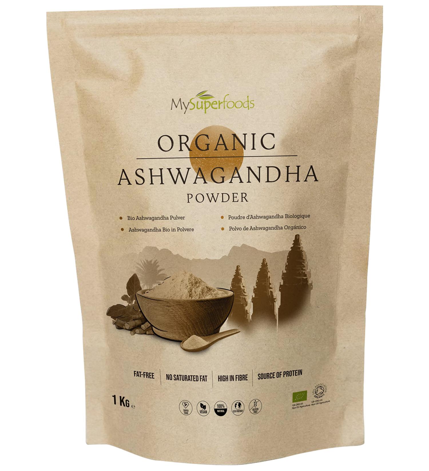 Organic Ashwagandha Powder 1kg - Rich in Vitamin B6 & B12 | MySuperfoods - Buy Online on GoSupps.com