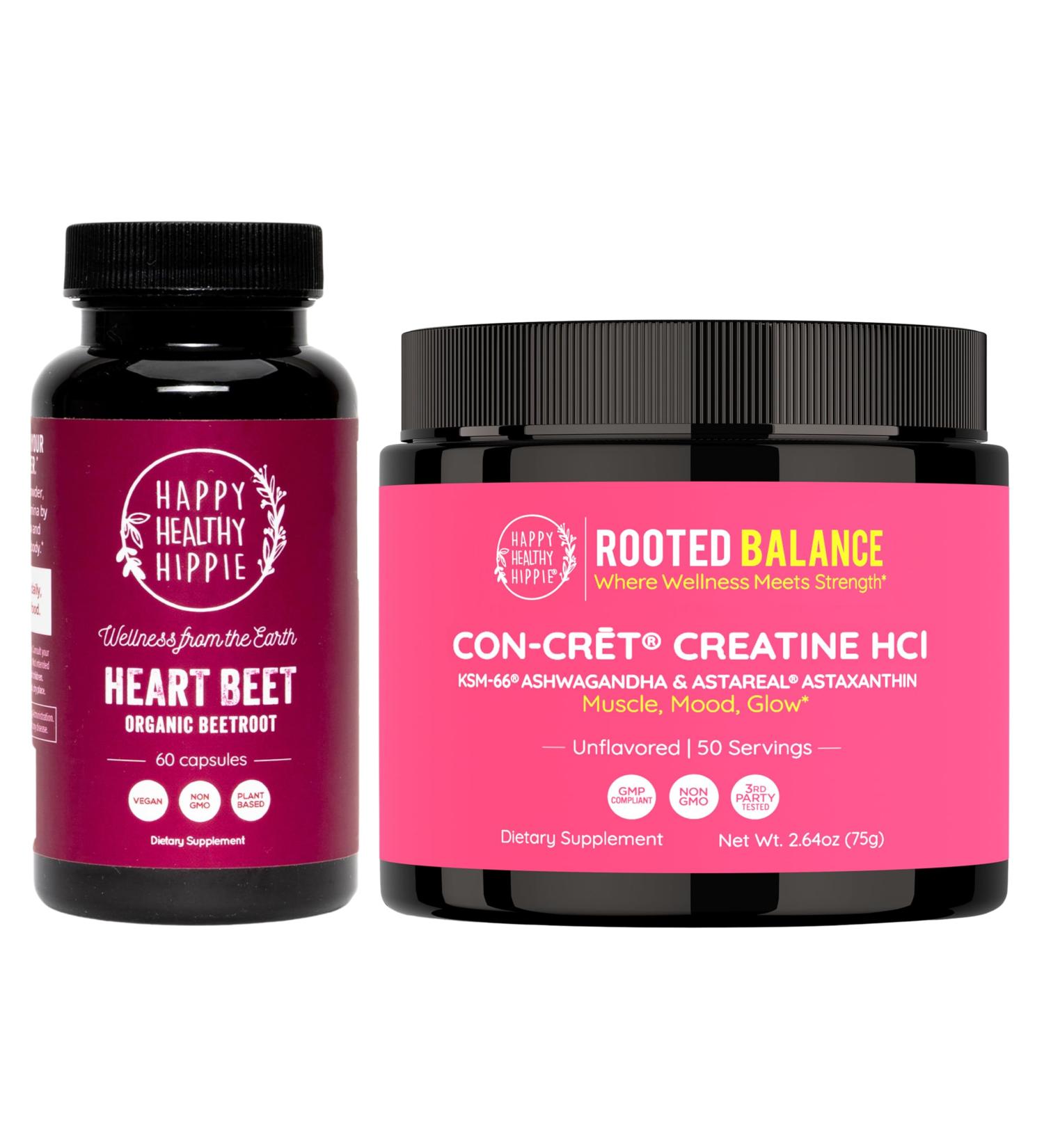 Happy Healthy Hippie Creatine HCl Powder & Organic Beet Root Capsules - Buy Online on GoSupps.com