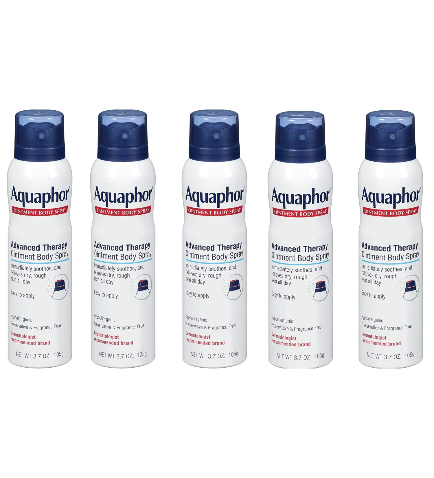 Aquaphor Ointment Body Spray - Moisturizes and Heals Dry Rough Skin - 3.7 oz. Spray Can 5 Pack