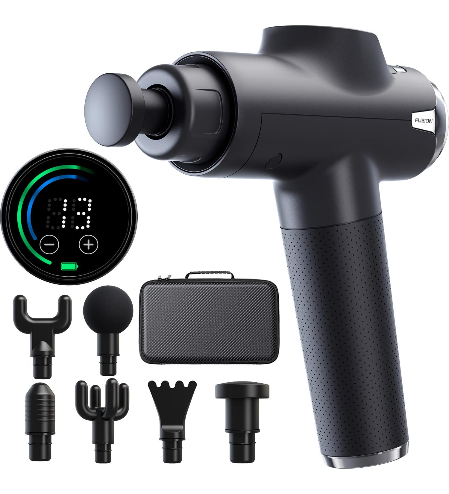 Fusion Black Pro Muscle Massage Gun - Deep Tissue Percussion Massager for Athletes - Pain Relief & Relaxation - Buy Online on GoSupps.com