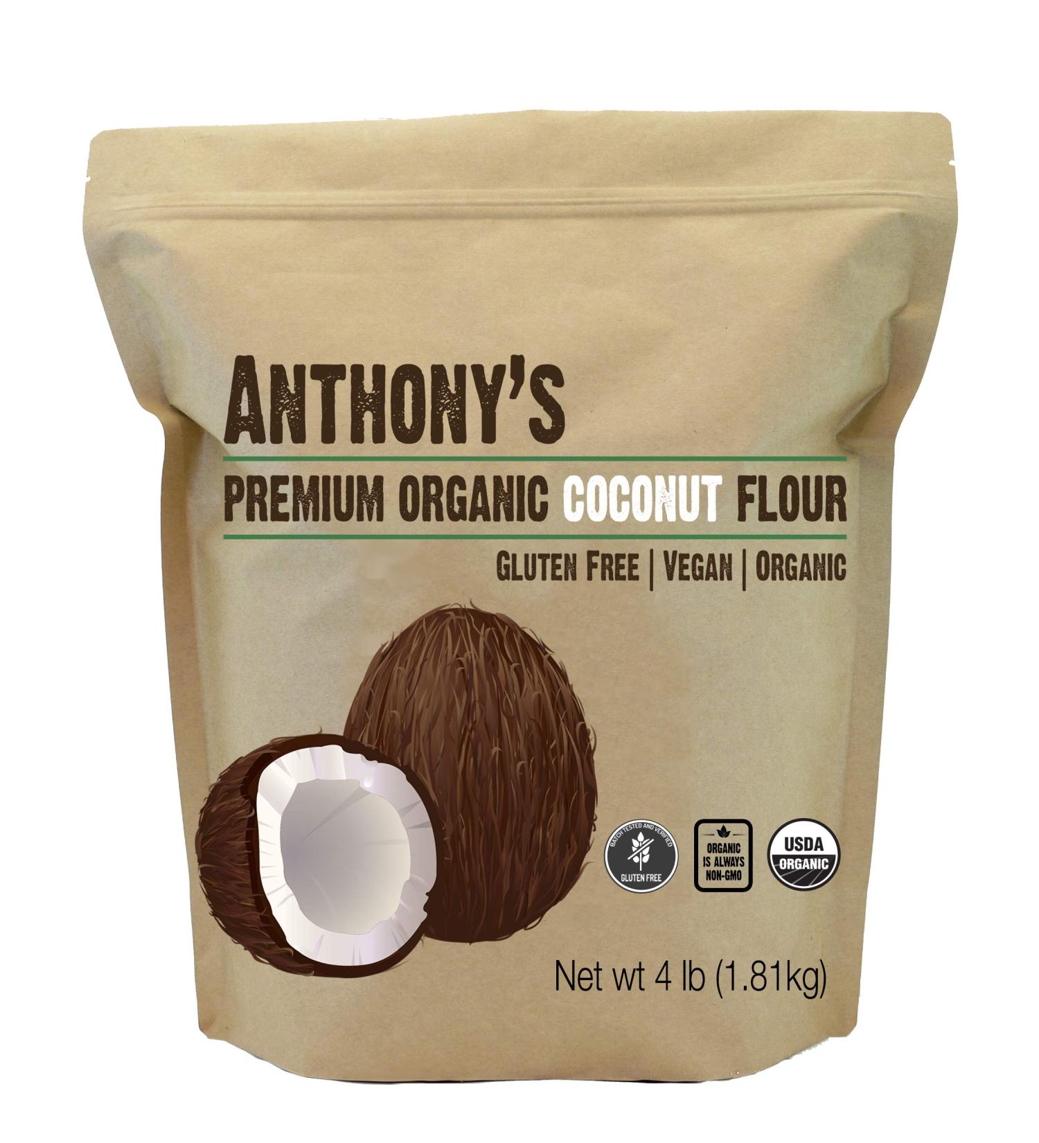 Anthony's Organic Coconut Flour 4 lb - Gluten Free, Non GMO, Vegan, Keto Friendly - Buy Online on GoSupps.com
