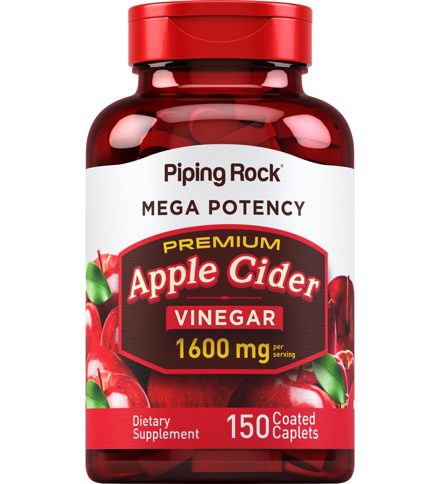 Piping Rock Apple Cider Vinegar Capsules | 1600mg High Potency ACV Supplement | 150 Vegetarian Non-GMO Pills | Gluten-Free Extra Strength - Buy Online on GoSupps.com