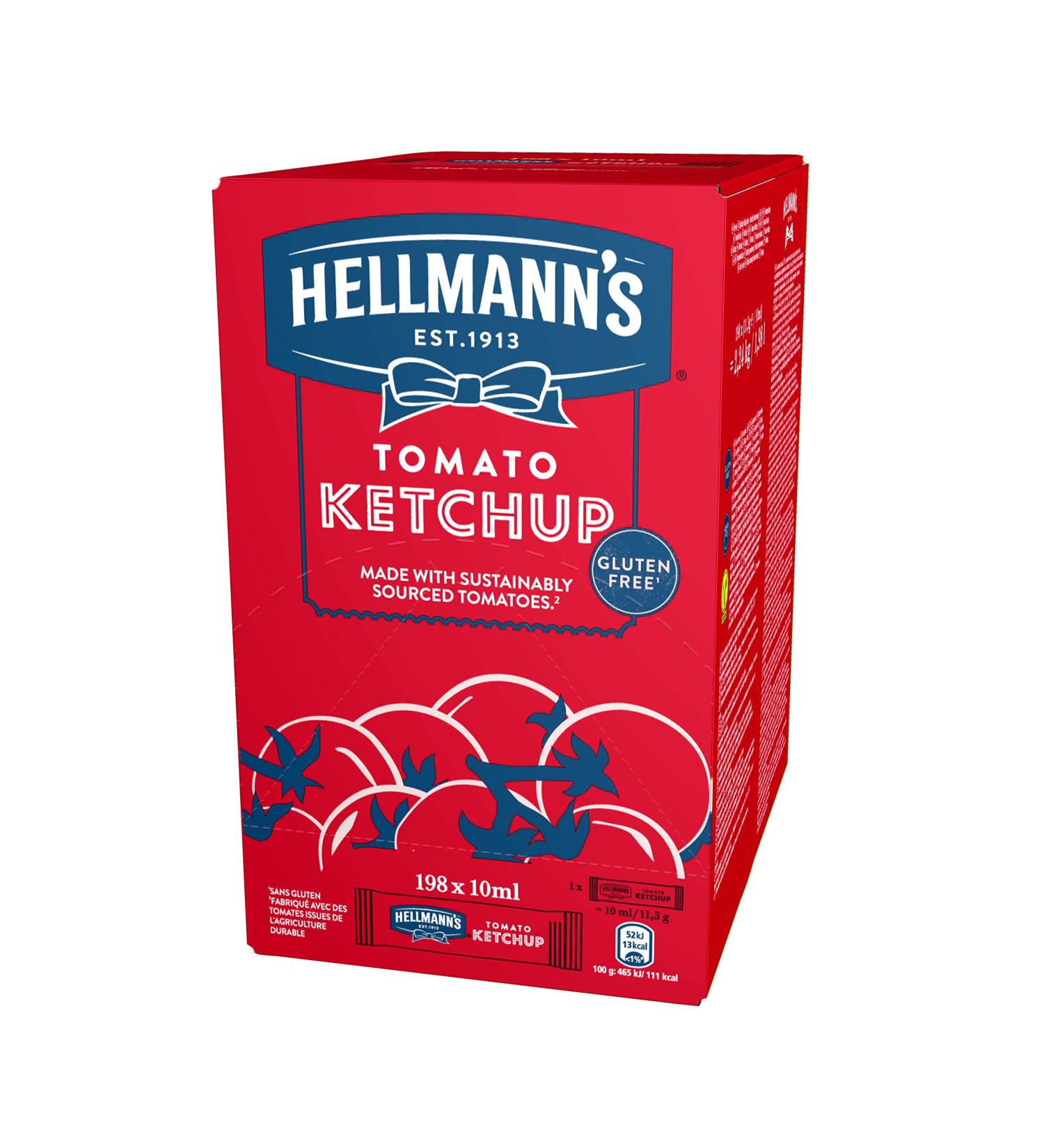 Hellmann's Tomato Ketchup Sachets 198 x 10ml - Convenient Pack for On-the-Go Use - Buy Online on GoSupps.com