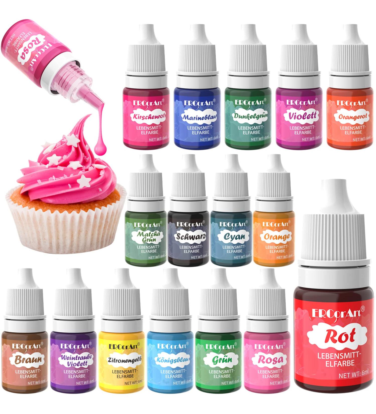 16 Colors Food Coloring Set - Highly Concentrated Liquid for Cakes Drinks Slime Soaps & More - 6ml Each | International Shipping Available - Buy Online on GoSupps.com