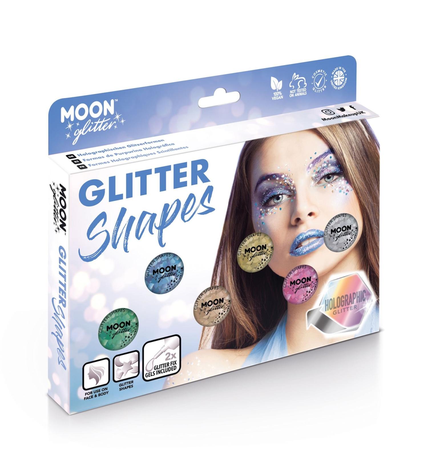 Holographic Glitter Shapes by Moon Glitter - 100% Cosmetic Glitter for Face Body Nails & Hair - 0.10oz Boxset | International Shipping Available - Buy Online on GoSupps.com