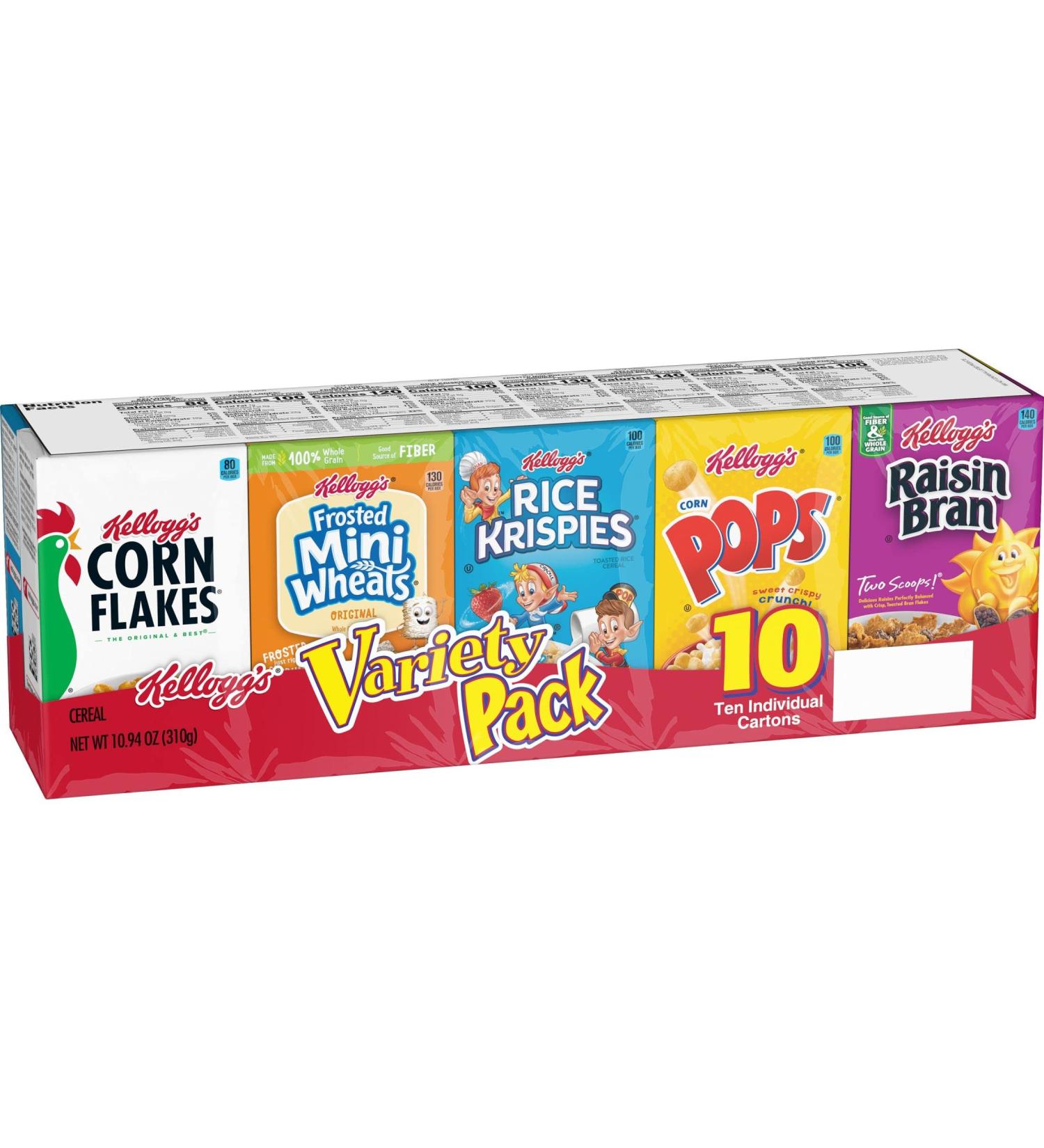 Kellogg's Single Serve Cereal Variety Pack 10.94oz Tray (10 Boxes) - Convenient Breakfast Option - Buy Online on GoSupps.com