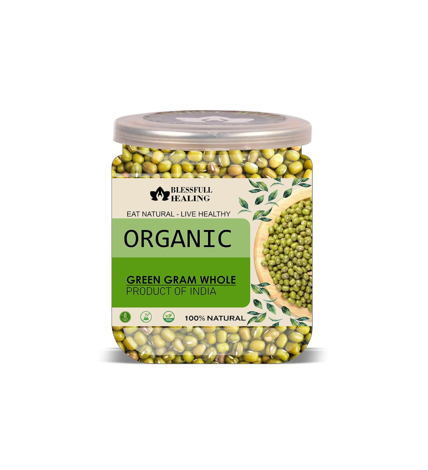 Blessfull Healing Organice Green Gram Whole 2 lb (907 Gram) - Buy Online on GoSupps.com