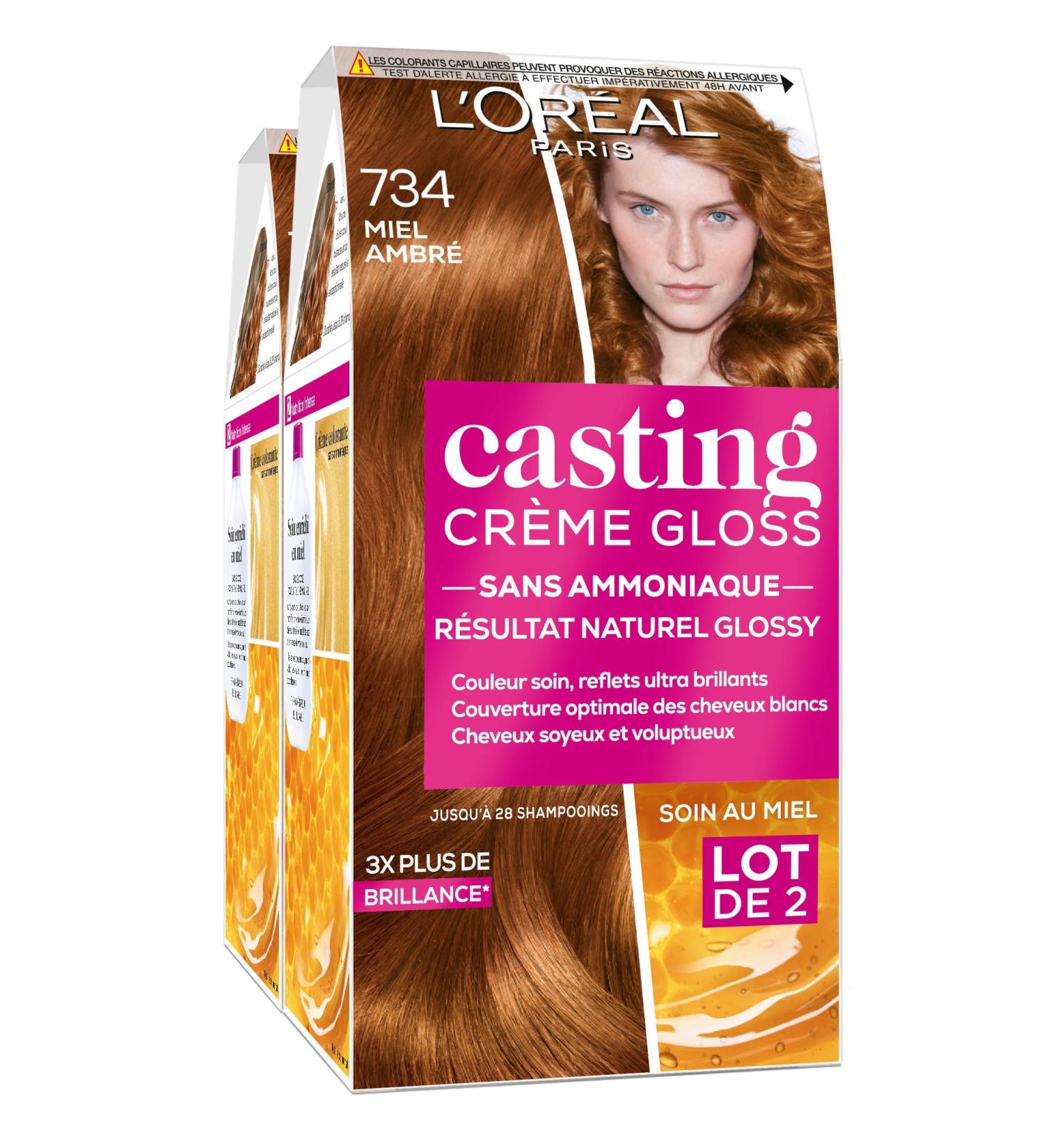 L'Or al Paris Casting Cr me Gloss 7.34 Honey Amber Coloration - Ammonia-Free Hair Dye - 2 Pack - Buy Online on GoSupps.com