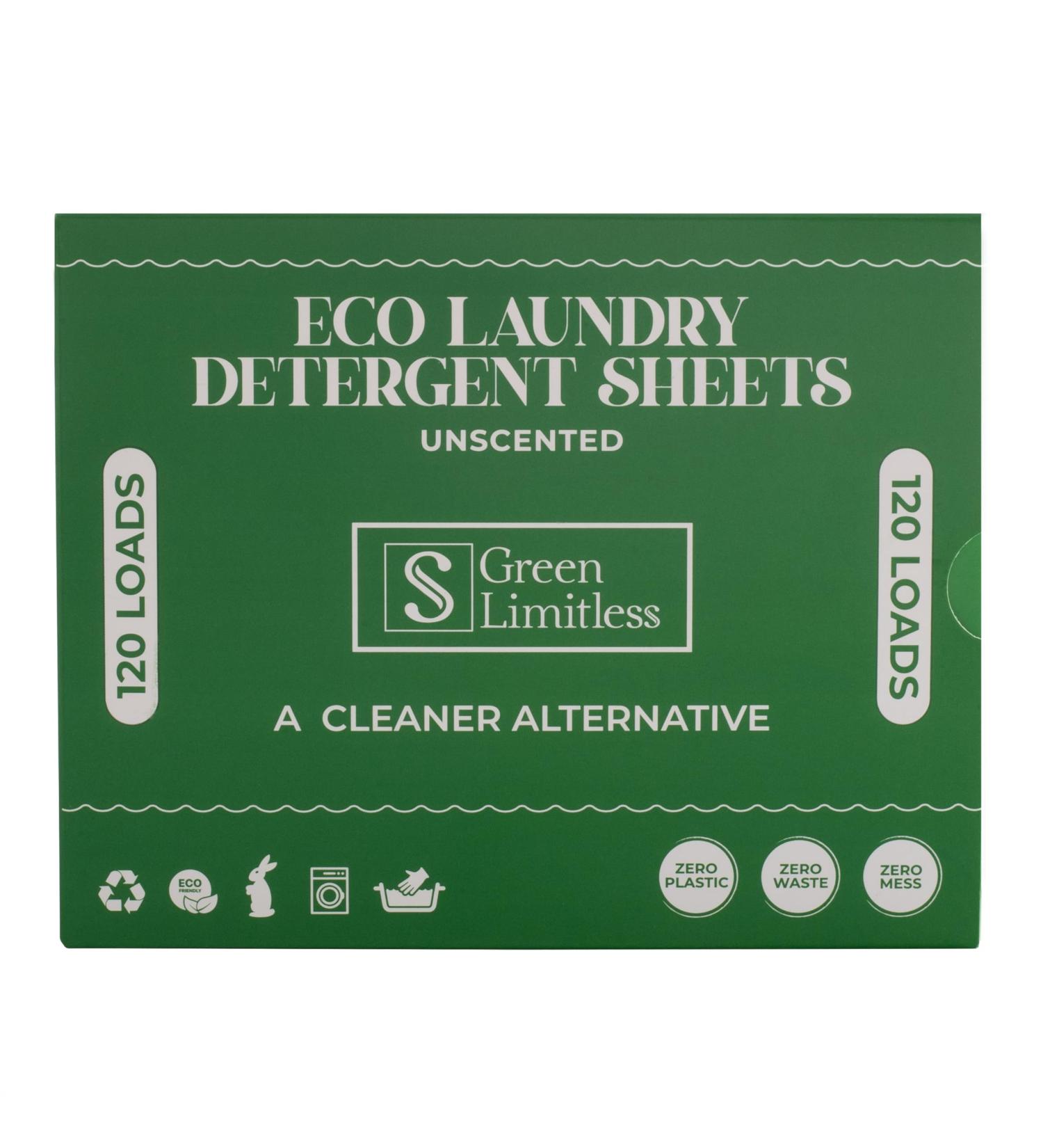 Green Limitless Eco Laundry Detergent 120 Sheets - Unscented | Eco-Friendly & Hypoallergenic - Buy Online on GoSupps.com