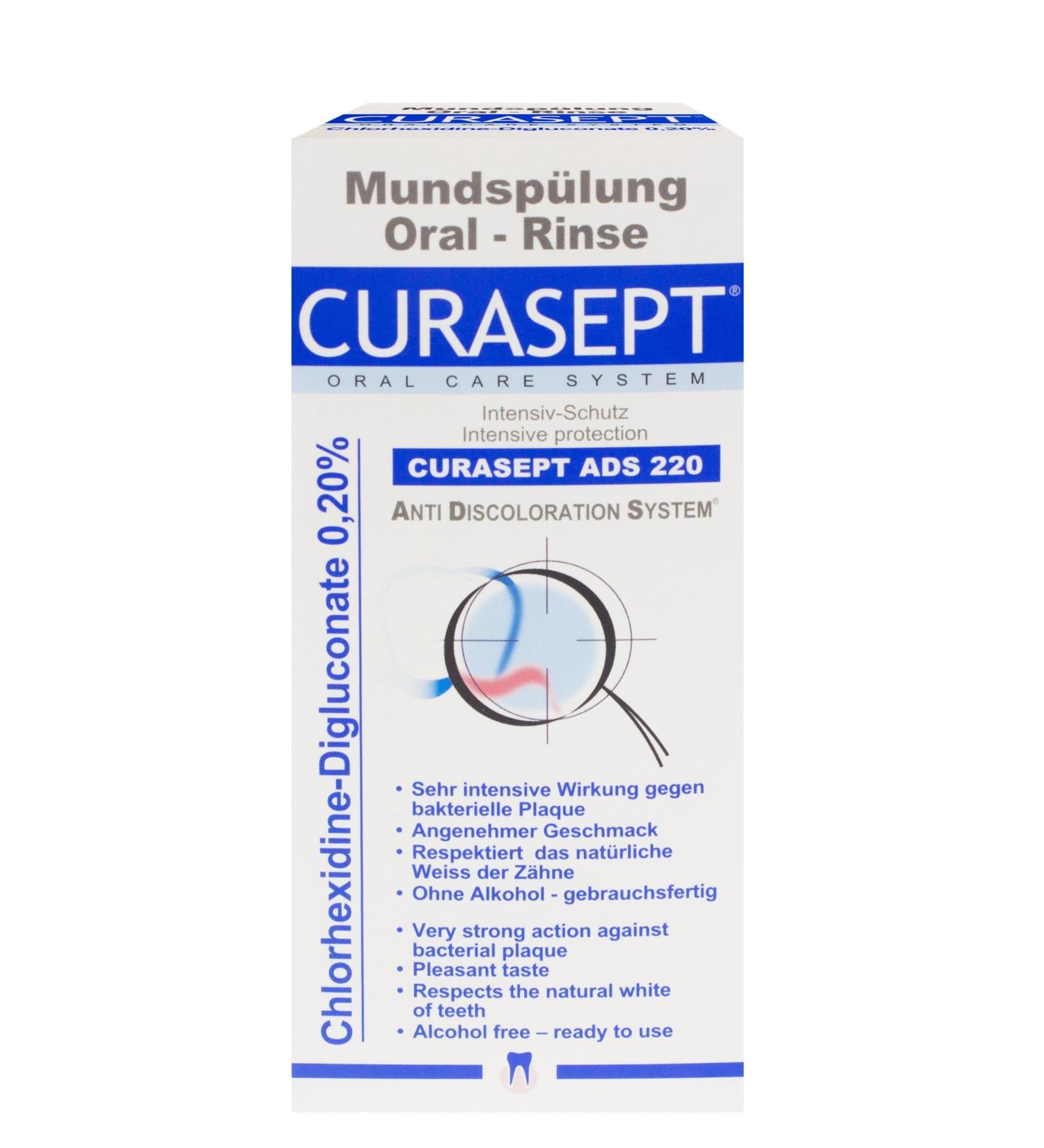 2 x Curasept ADS 220 mouthwash/ 0.20% chlorhexidine digluconate/ 200ml each/ PZN 04074202/ Without alcohol