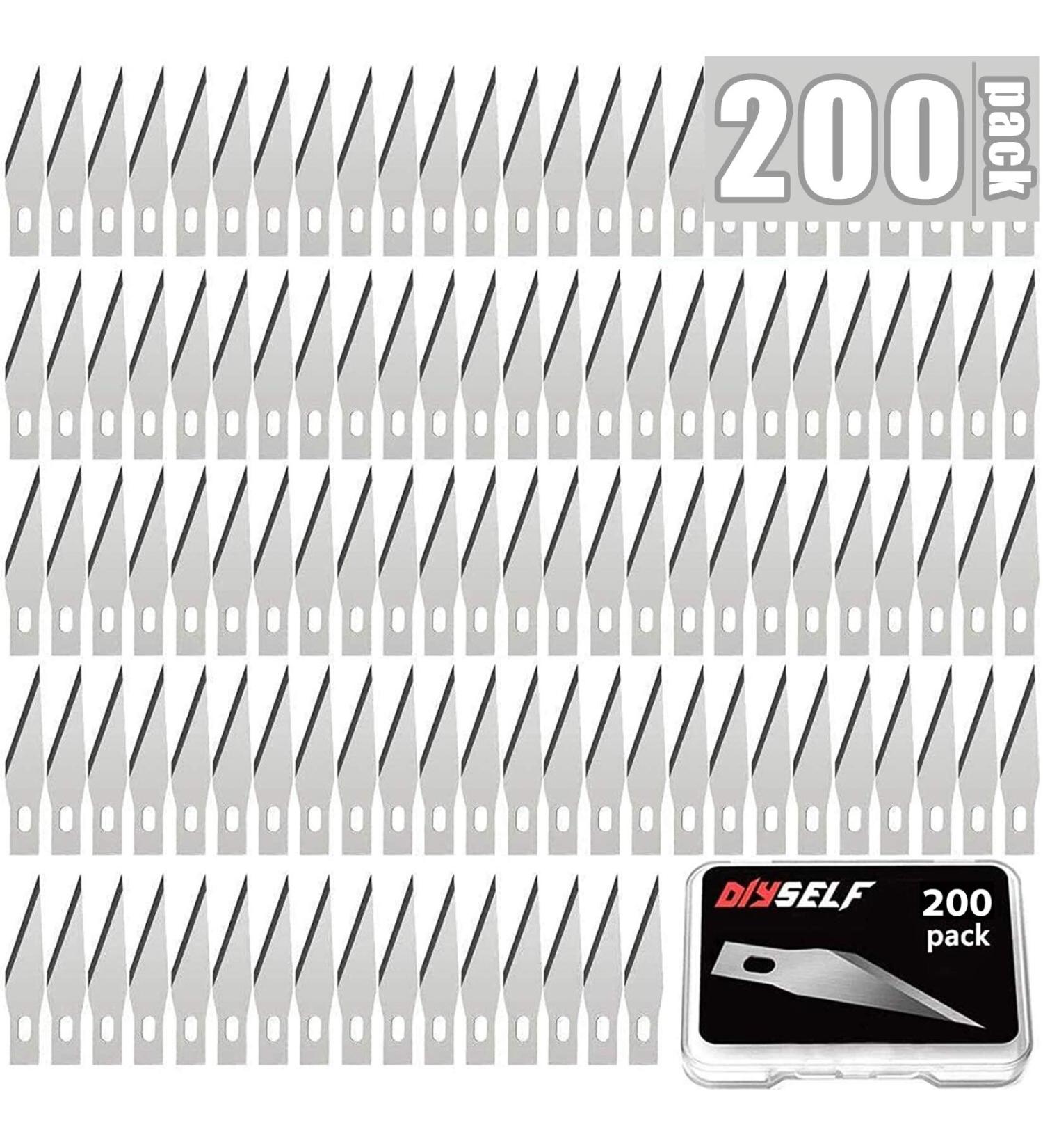 DIYSELF 200 PCS Exacto Knife Blades #11 - High Carbon Steel #11 Blades Refills with Storage Case - Craft Hobby Scrapbooking Stencil Leather Silver - 200 Pack - Buy Online on GoSupps.com