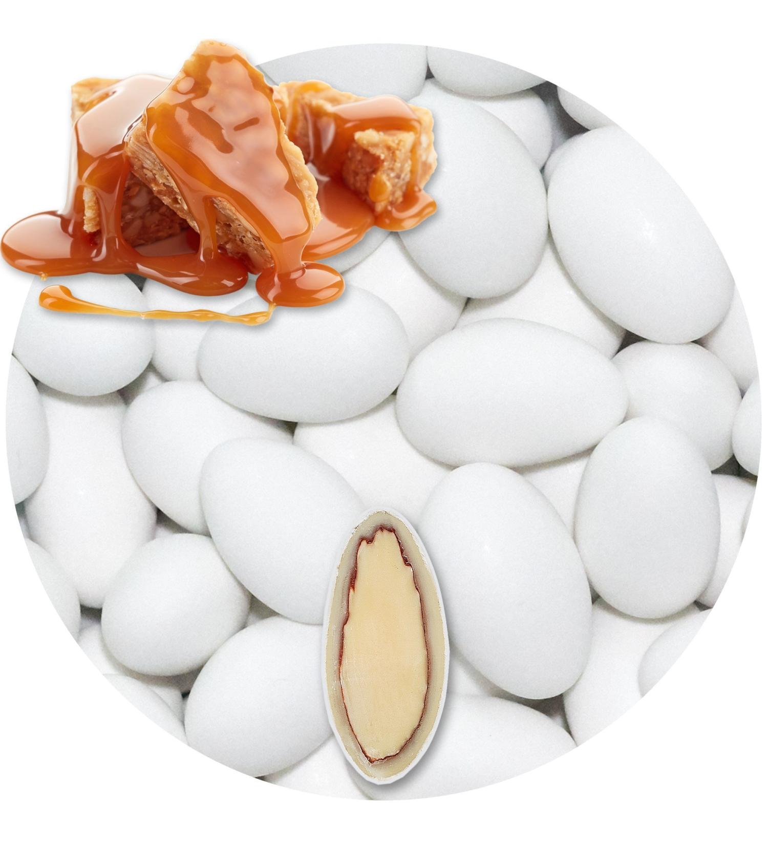 EinsSein 0.5 kg of almonds in white caramel chocolate matt - For wedding baptism communion confirmation - Almonds in chocolate - Buy Online on GoSupps.com