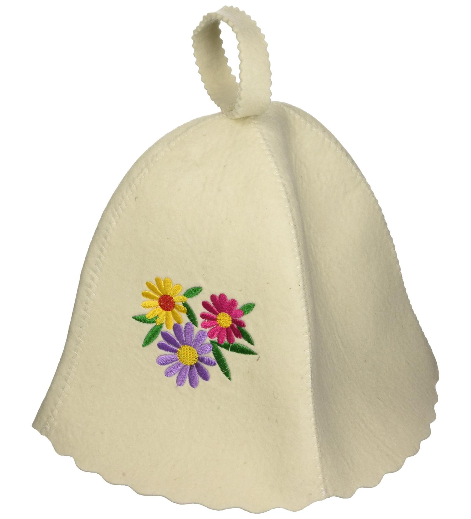 GMMH felt cap sauna hat hat cap white with embroidery sauna hat for sauna felt hat 5177-1127