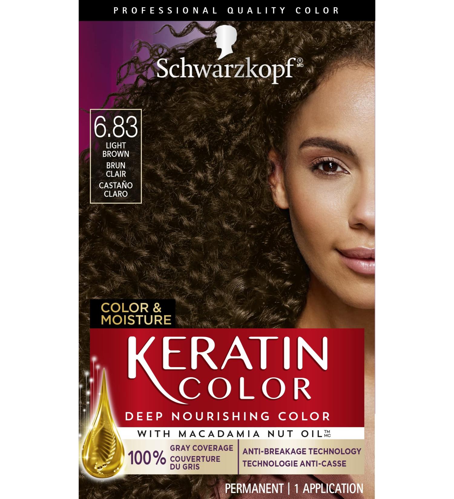Schwarzkopf Keratin Color 6.83 Light Brown - Color & Moisture Permanent Hair Color - Buy Online on GoSupps.com