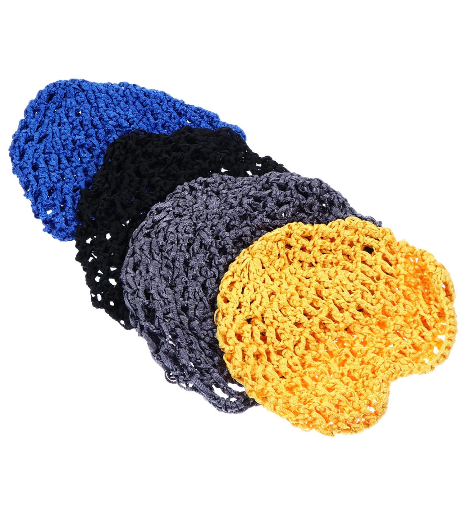 Solustre Mesh Sleeping Hair Nets for Women - 4 Pack Crocheted Snood Sleep Caps & Fluffy Headbands - 20x14.5 cm - Ideal for International Shipping - Buy Online on GoSupps.com