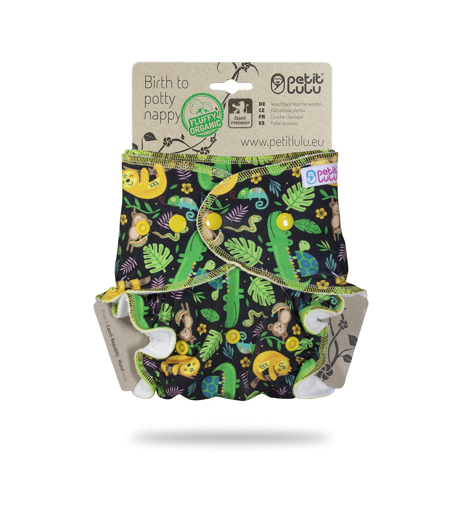 Petit Lulu One Size Bamboo Organic Cloth Nappy | Press Studs | Reusable & Polyester-Free | Rainforest Night - Buy Online on GoSupps.com