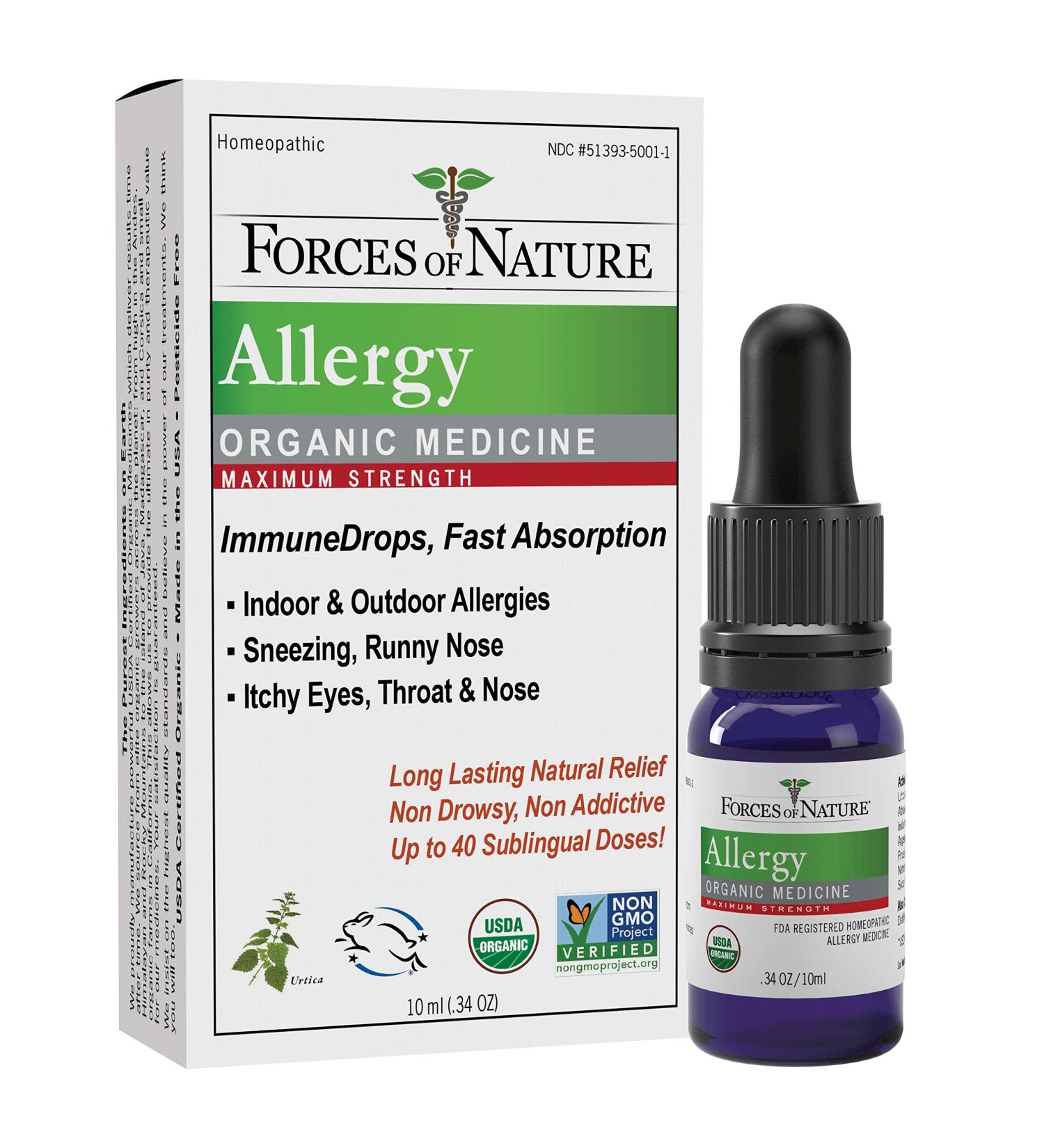 Natural Organic Allergy Relief Medicine - Forces of Nature (10ml) | Non Drowsy, Non Addictive, Non GMO - Buy Online on GoSupps.com