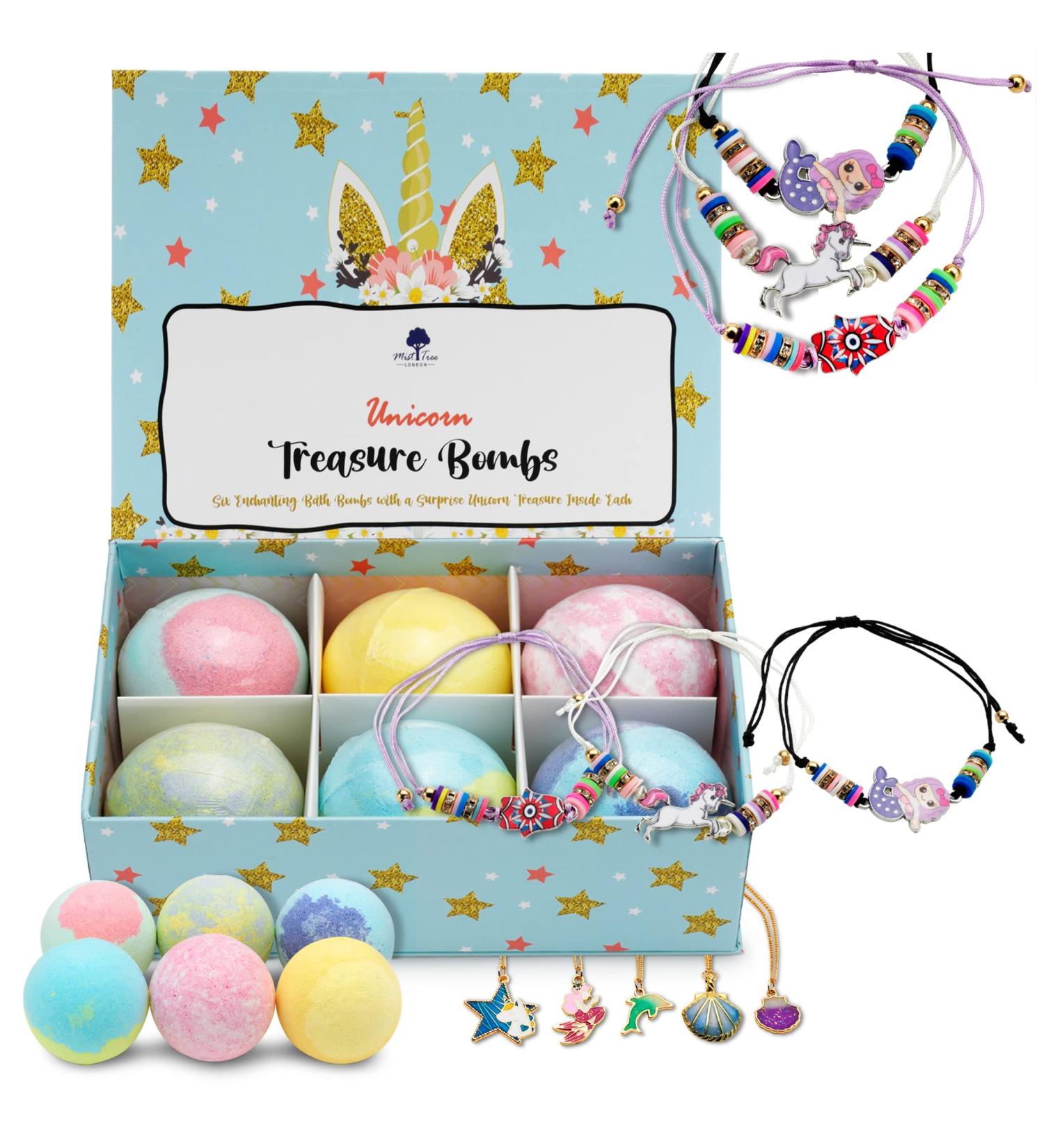 Mist Tree London Unicorn Surprise Jewellery Treasure Bath Bomb Gift Set 6X Large Unicorn Bath Bombs Safe for Kids Birthday Christmas Gifts for Girls in Stunning Gift Box UK Brand - Buy Online on GoSupps.com