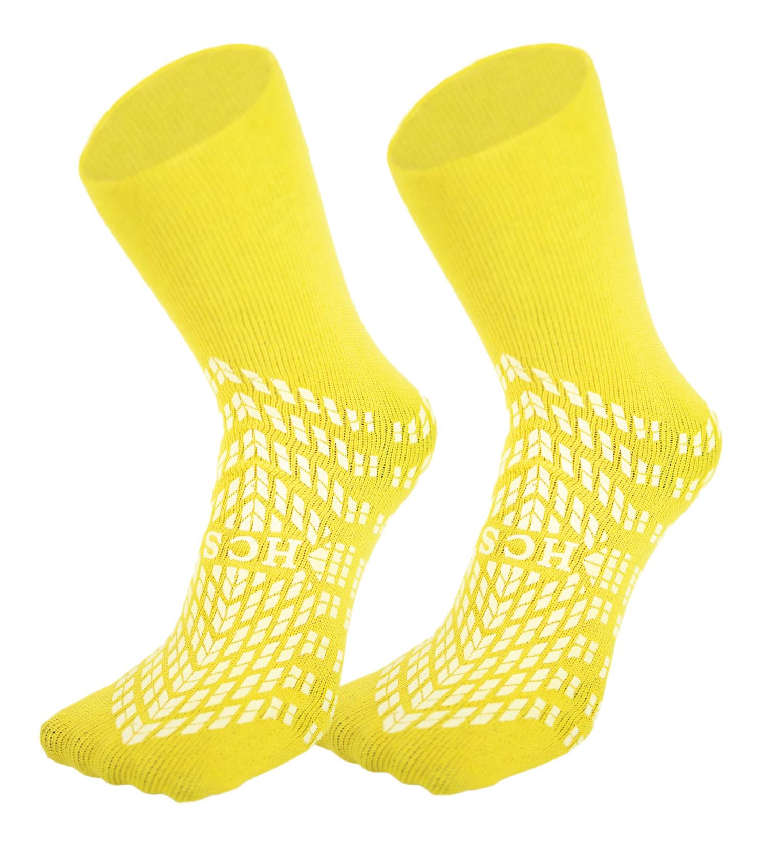 X-Large Non-Slip Hospital Socks (6 Pairs) - 360 Tread - Fall Prevention for Patients - Medical Grade Gripper Socks - Yellow - Buy Online on GoSupps.com