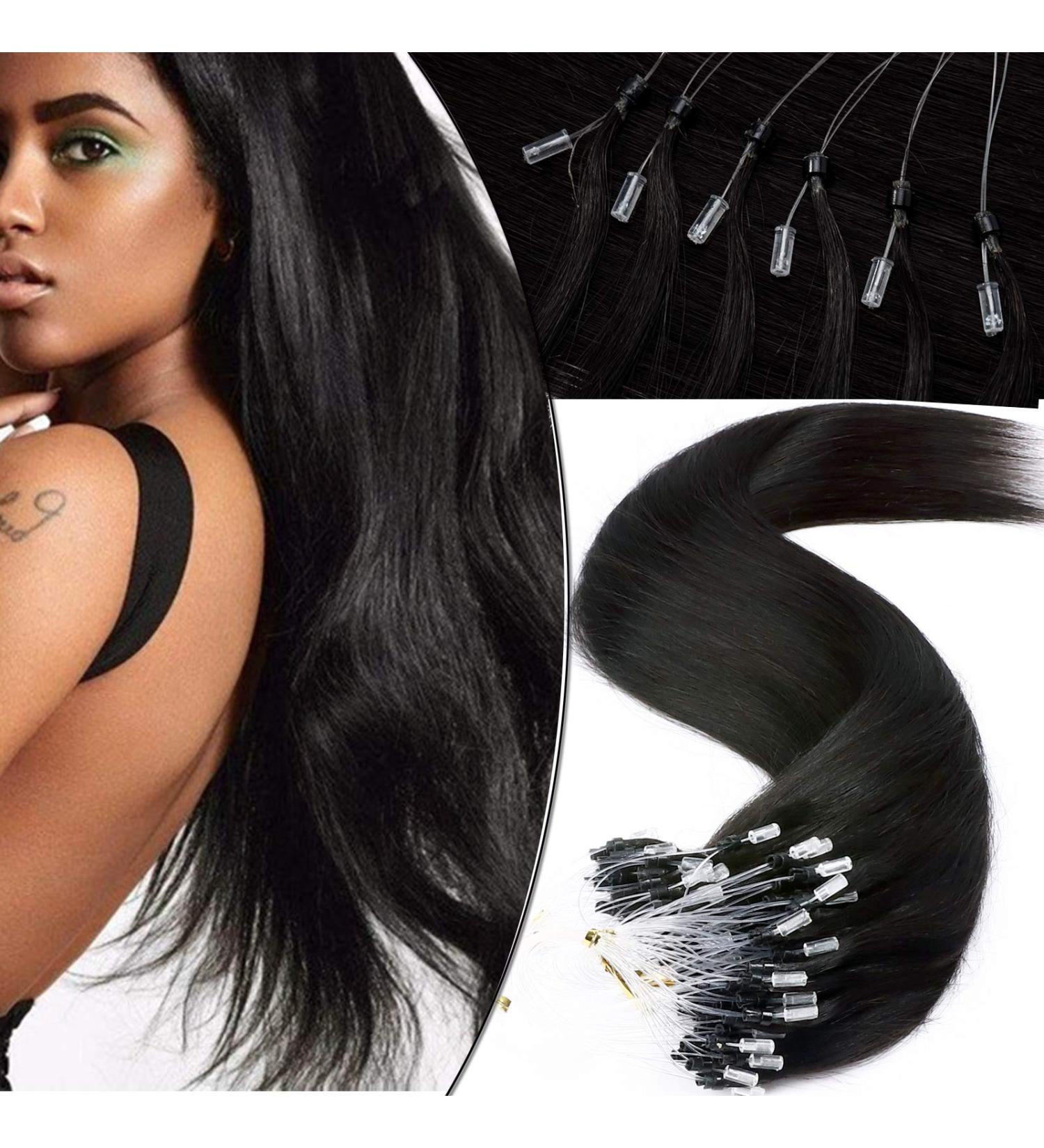 Buy SEGO Microring Extensions - Real Human Hair Natural Black #1B 18 (45cm) 50g Micro Loop Hair Extensions - Buy Online on GoSupps.com