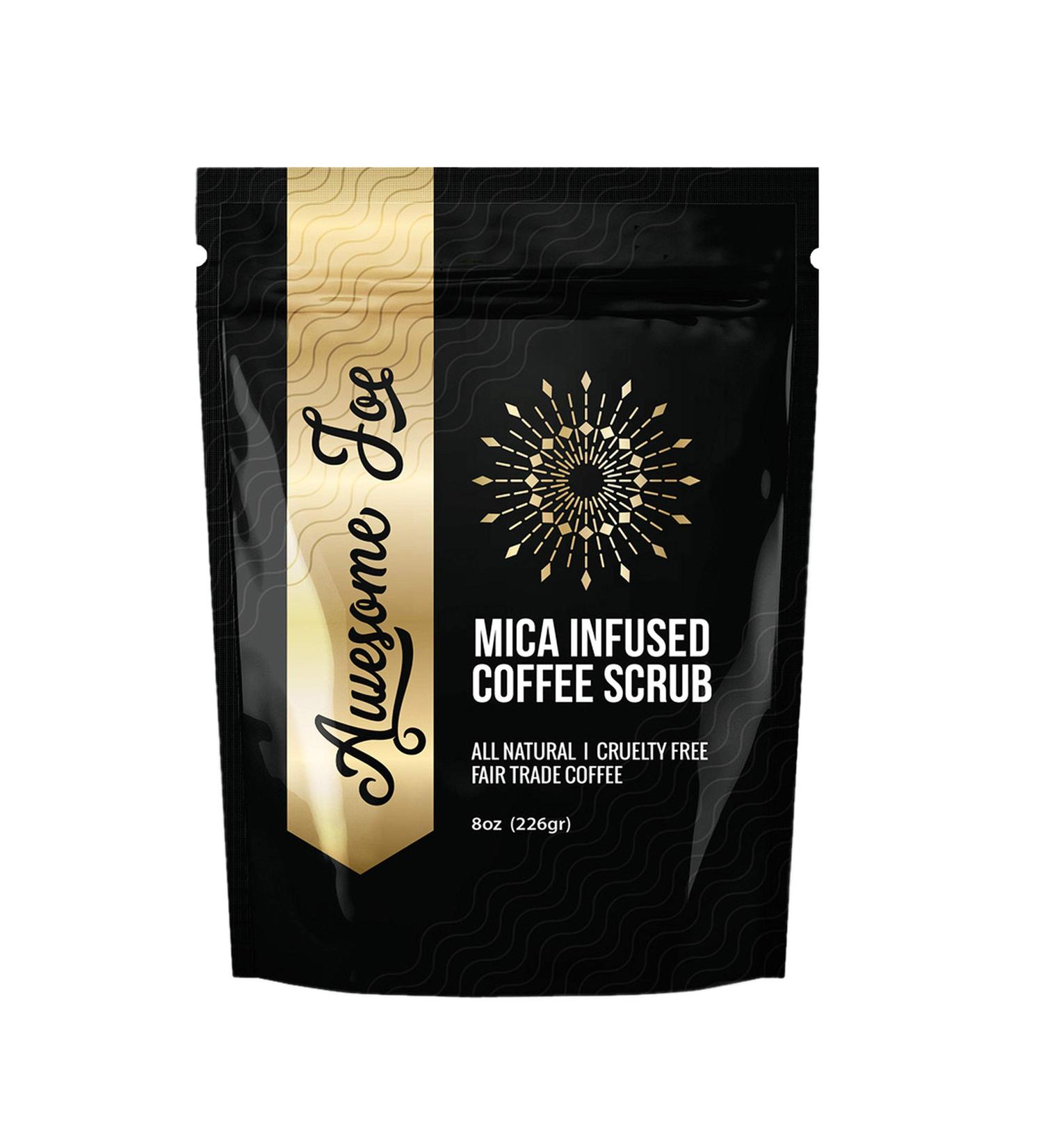 All Natural Mica Infused Coffee Scrub - 8oz | Exfoliating Body Scrub for Glowing Skin | International Shipping Available - Buy Online on GoSupps.com