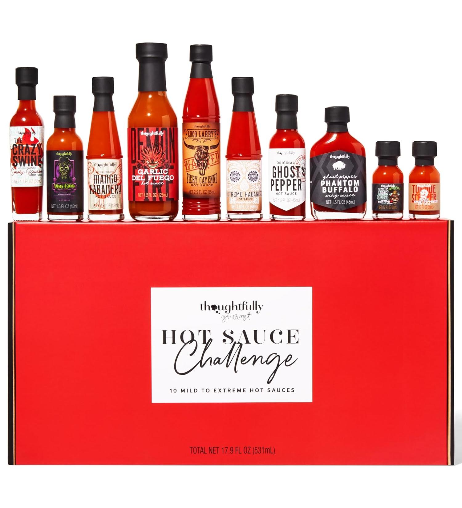 Thoughtfully Gifts Hot Sauce Challenge Gift Set - Pack of 10 Spicy Hot Sauces for a Fun Hot Sauce Challenge! - Buy Online on GoSupps.com
