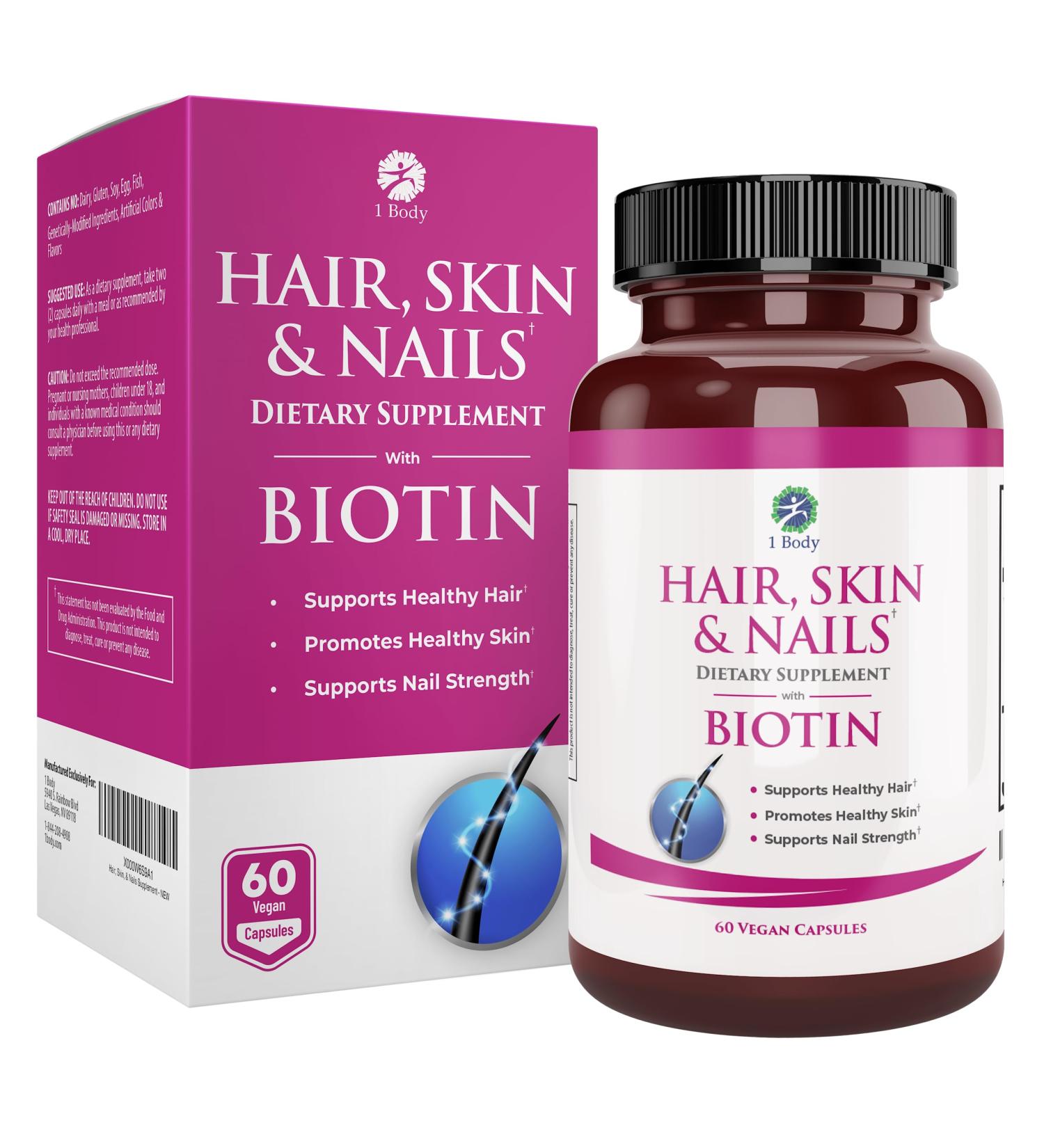 Hair Skin and Nails Vitamins with Biotin - Nail Growth and Skin Care Supplement for Men and Women - Buy Online on GoSupps.com