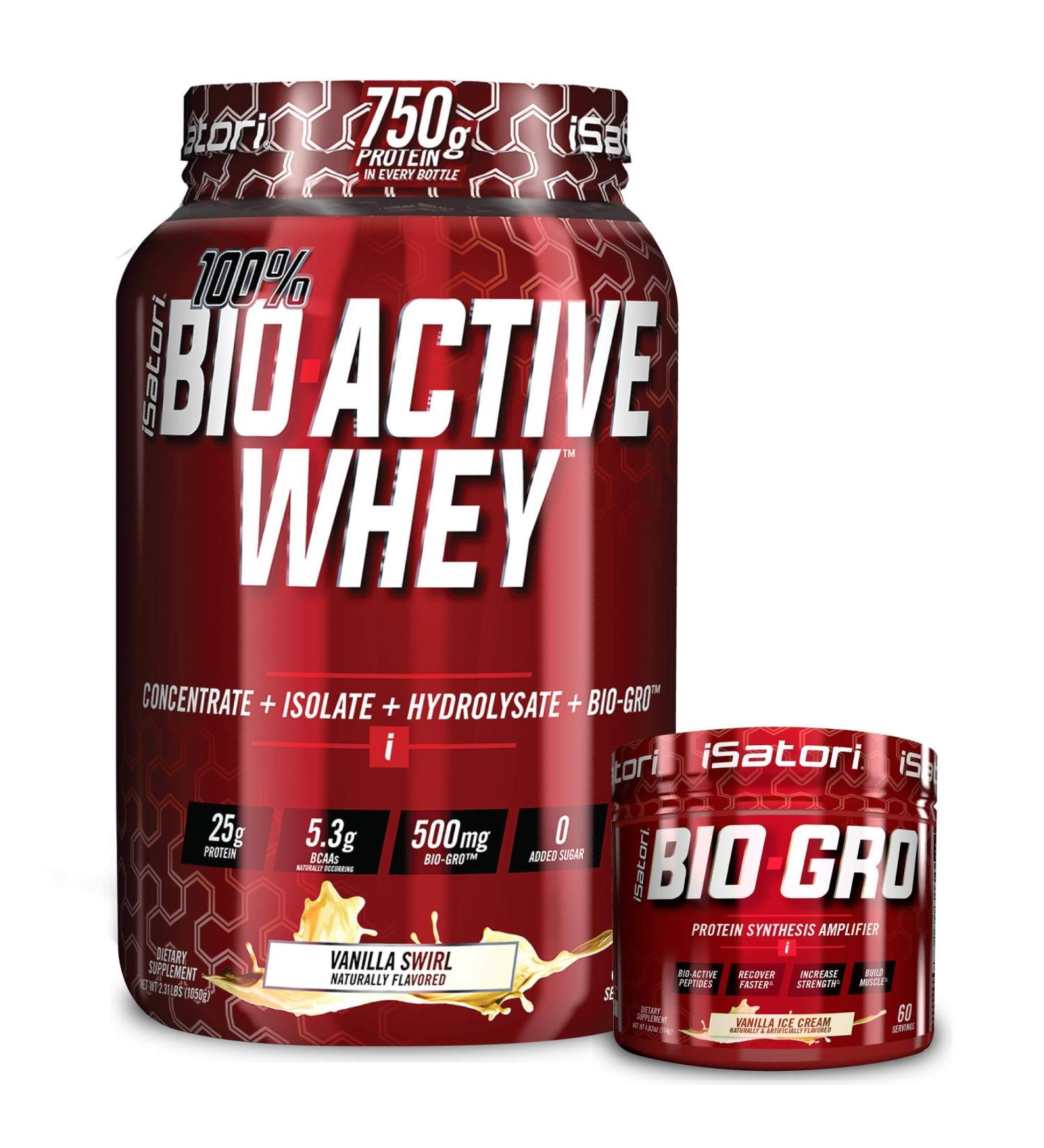 iSatori Bio-GRO Vanilla Ice Cream (60 Servings) & Bio-Active Whey Protein Powder Vanilla Swirl (30 Servings) - Buy Online on GoSupps.com