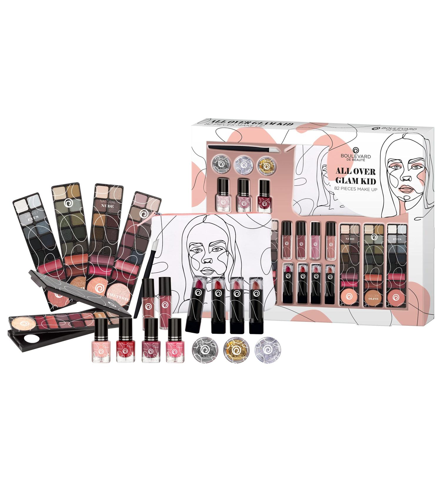 Boulevard de Beaut 82-Part Makeup & Nail Design Set - Compact Nude Palette 50 Eyeshadows 14 Lip Glosses 4 Lipsticks 4 Nail Polishes - Ideal Travel Kit for On-the-Go Beauties - Buy Online on GoSupps.com