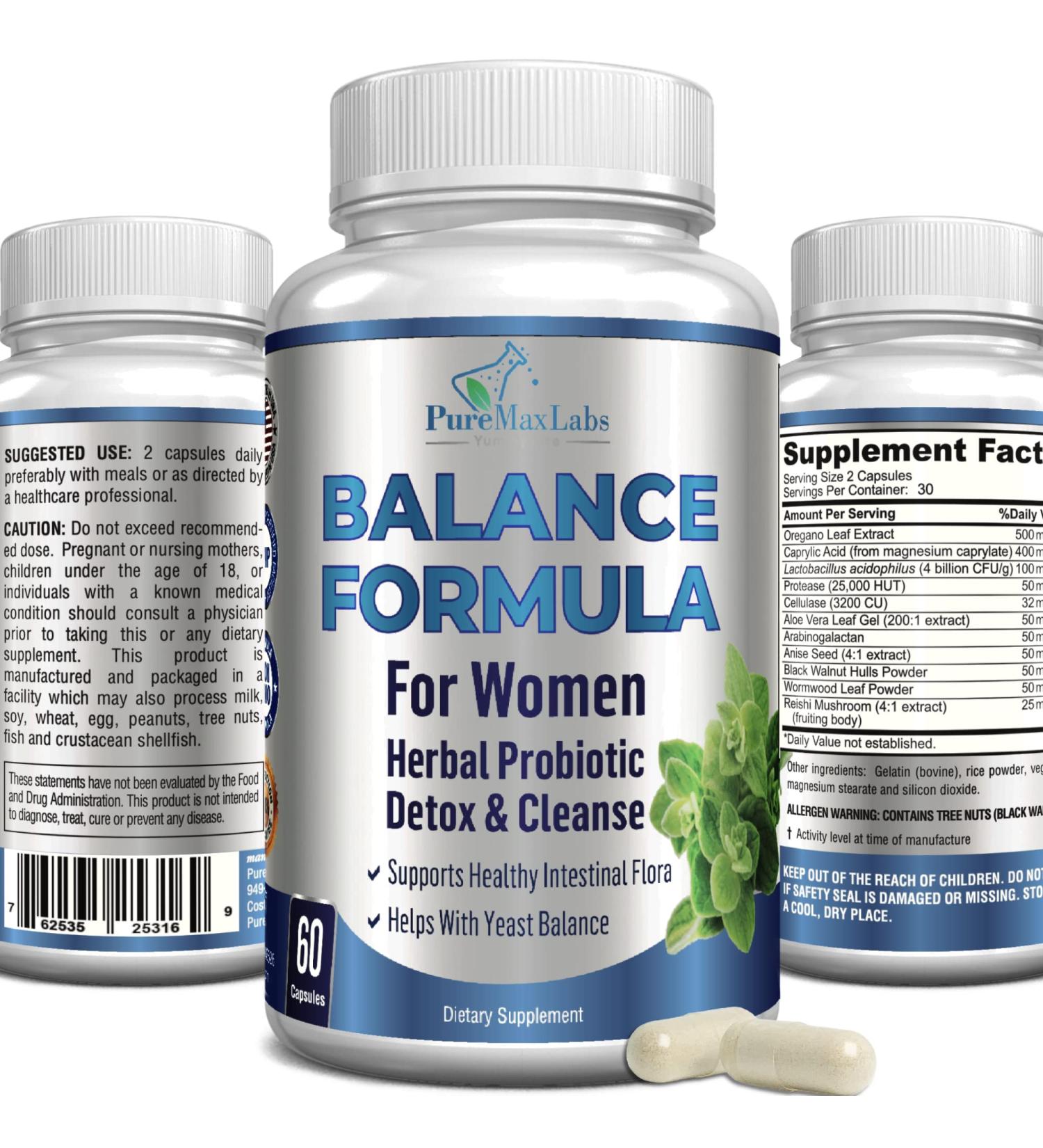 Balance Complex for Women - Vaginal Health Herbal Detox & Probiotics - 60 Capsules - Buy Online on GoSupps.com