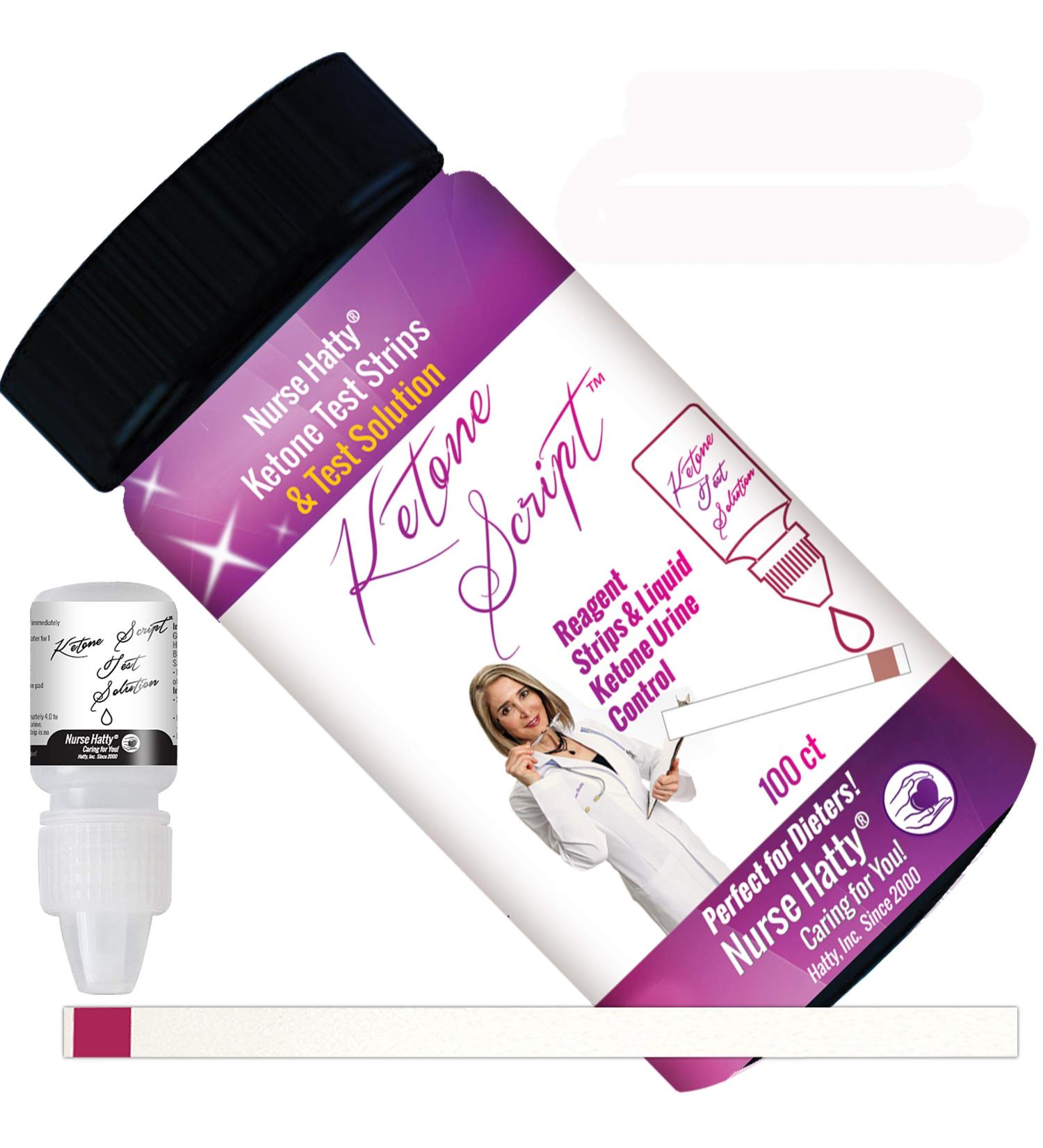 Nurse Hatty Keto Strips 100ct + Test Solution | Made-in-USA | Accurate Ketone Testing | 100ct Long Strips - Buy Online on GoSupps.com