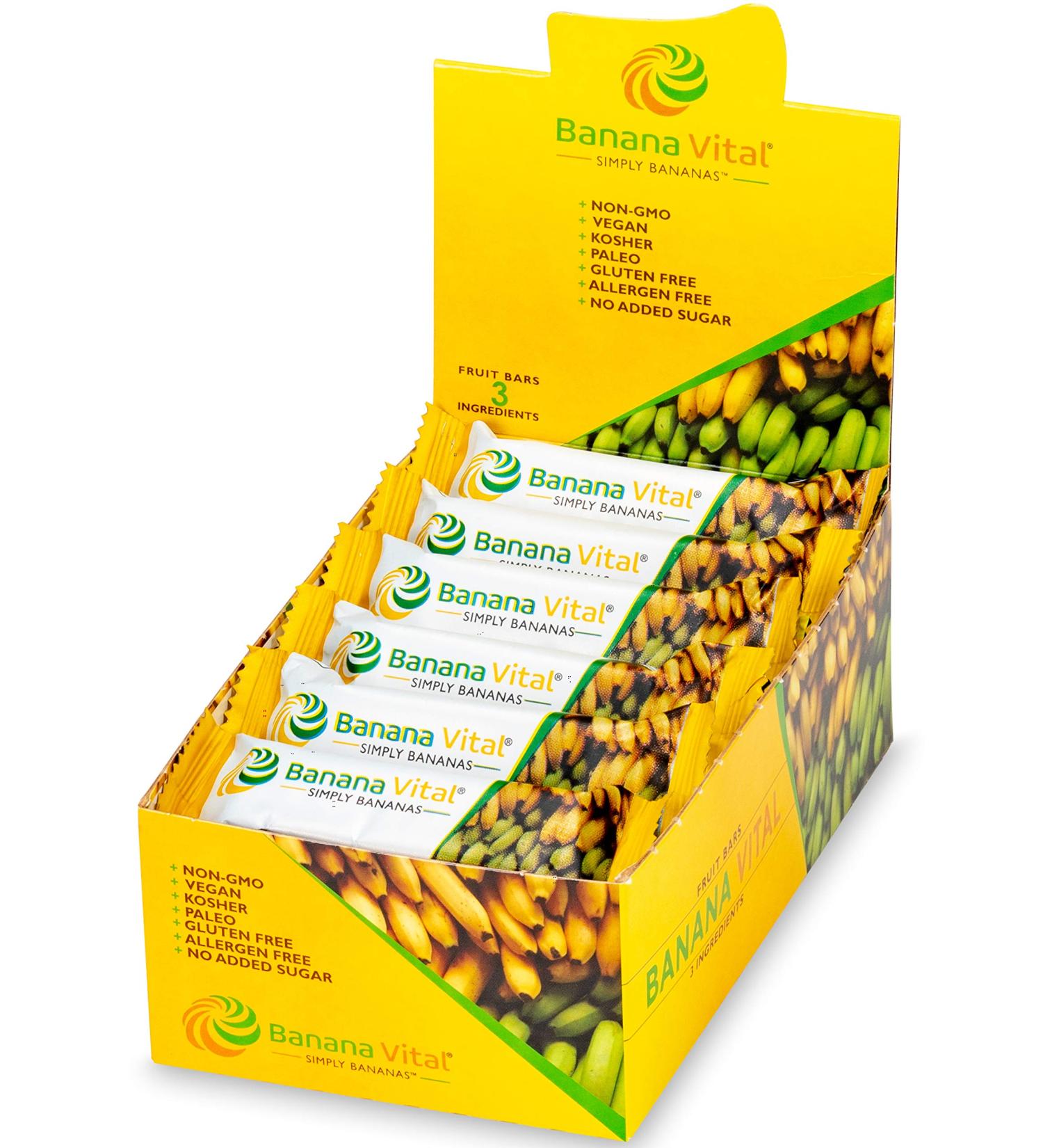 Banana Vital Simply Bananas Fruit Bar - Shelf-Stable, Gluten-Free, Vegan, Non-GMO - 18 Count (30g) Bars - Original Banana Flavor - Buy Online on GoSupps.com
