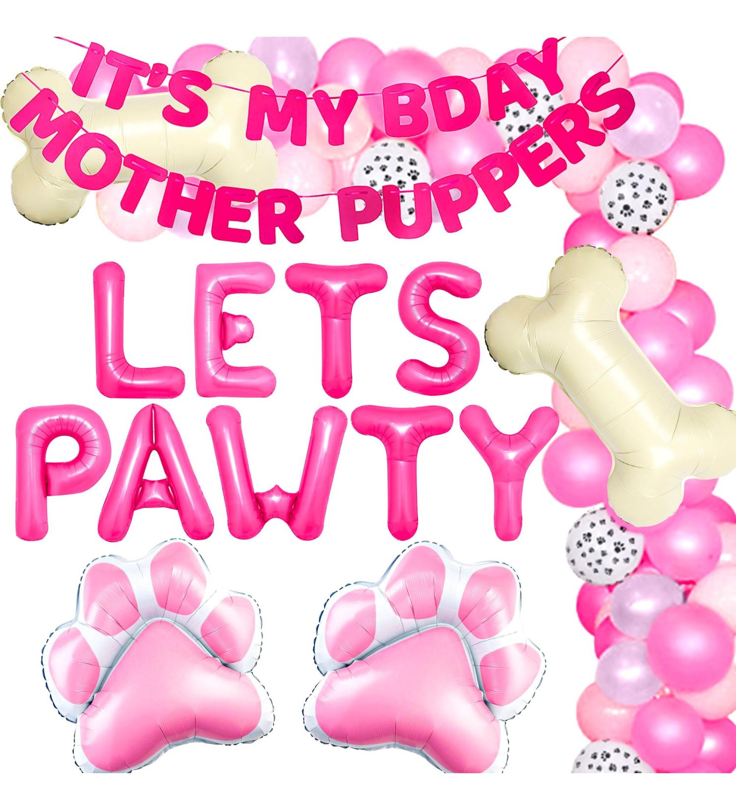 JeVenis Dog Birthday Party Balloon Garland Kit - Pawty Supplies for Puppy Birthday Celebration - Pink Dog Decorations - Buy Online on GoSupps.com