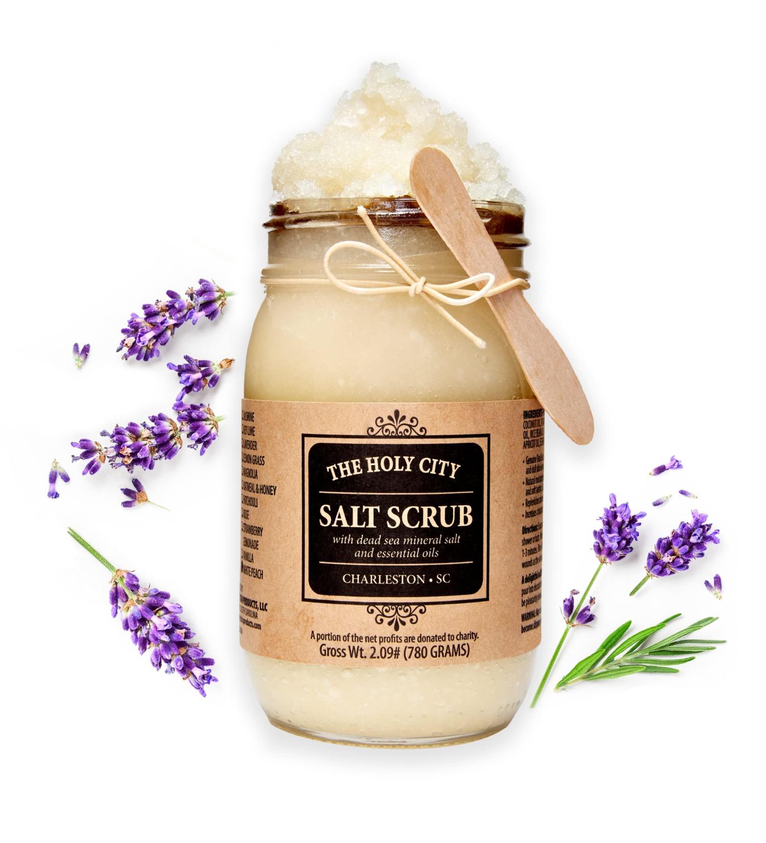 HOLY CITY SKIN PRODUCTS Exfoliating Body Scrub - Pure Dead Sea Salt Scrub for Hands and Body 16 fl oz Hydrating Moisturizing Skin Care for Body Acne Eczema Wrinkles (Lavender) - Buy Online on GoSupps.com