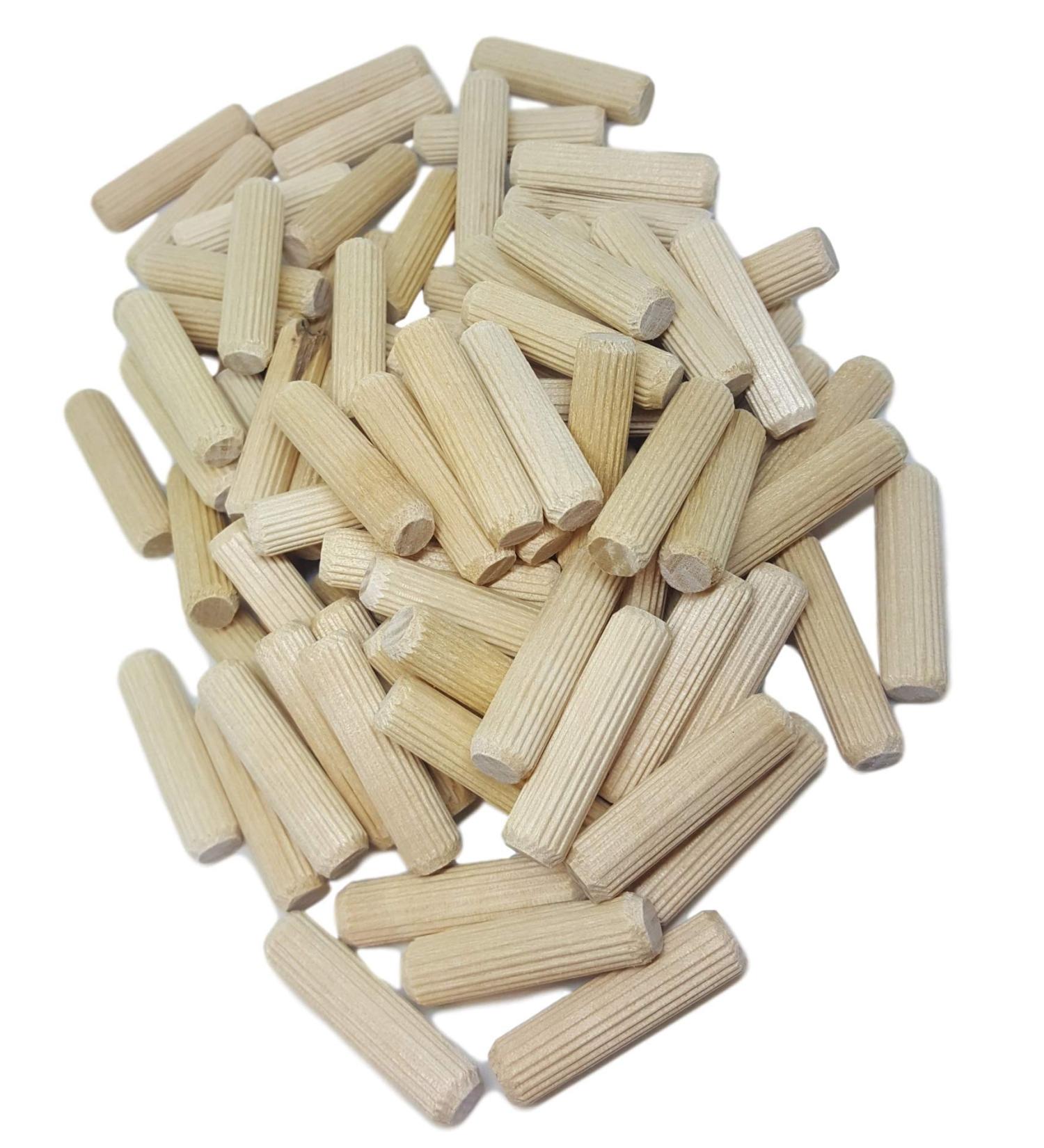 100 Pack 3/8 x 2 Wooden Dowel Pins Wood Kiln Dried Fluted and Beveled Made of Hardwood 3/8 x 2 100 - Buy Online on GoSupps.com