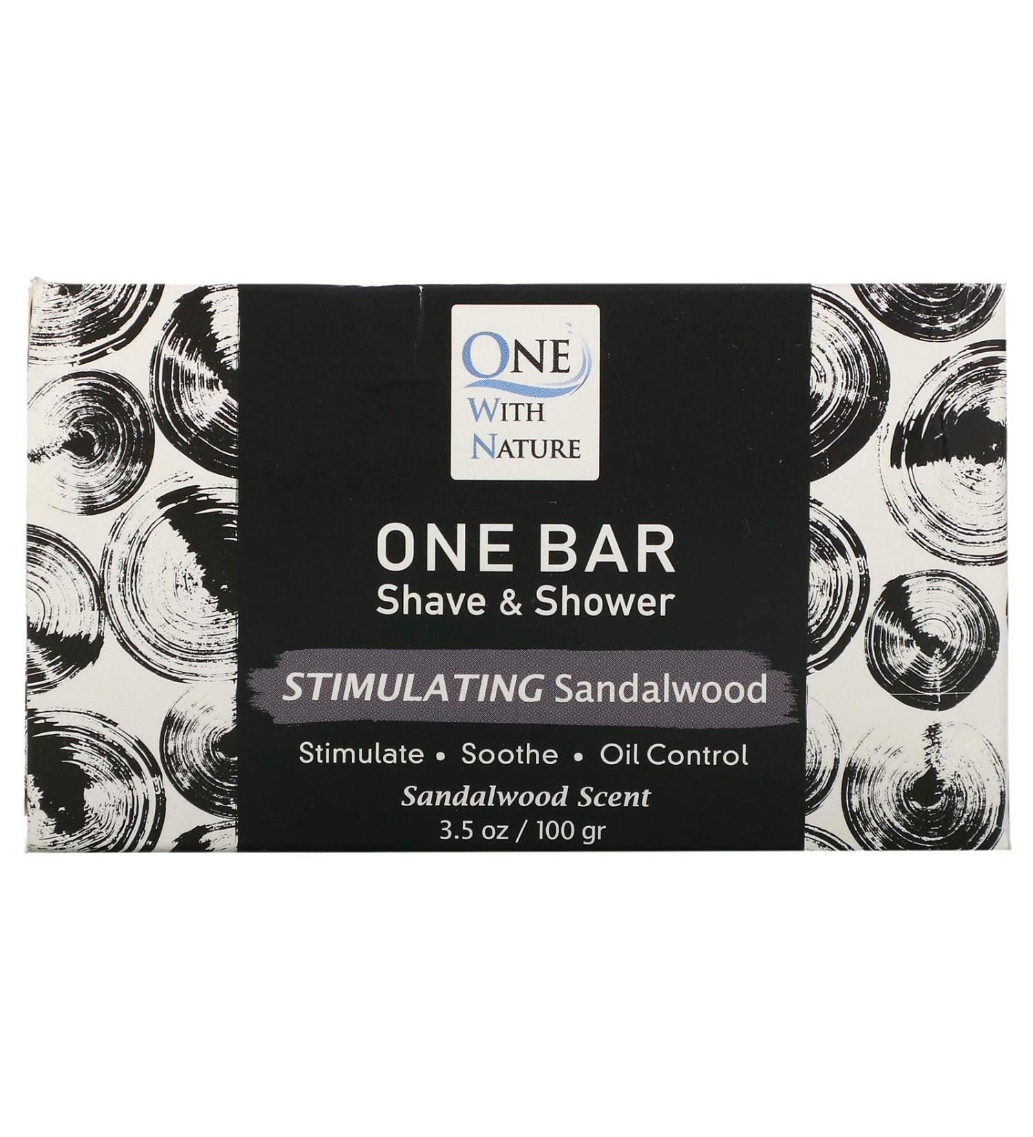 One Bar Shave & Shower Soap - Stimulating Sandalwood | One With Nature 3.5 oz | International Shipping Available - Buy Online on GoSupps.com