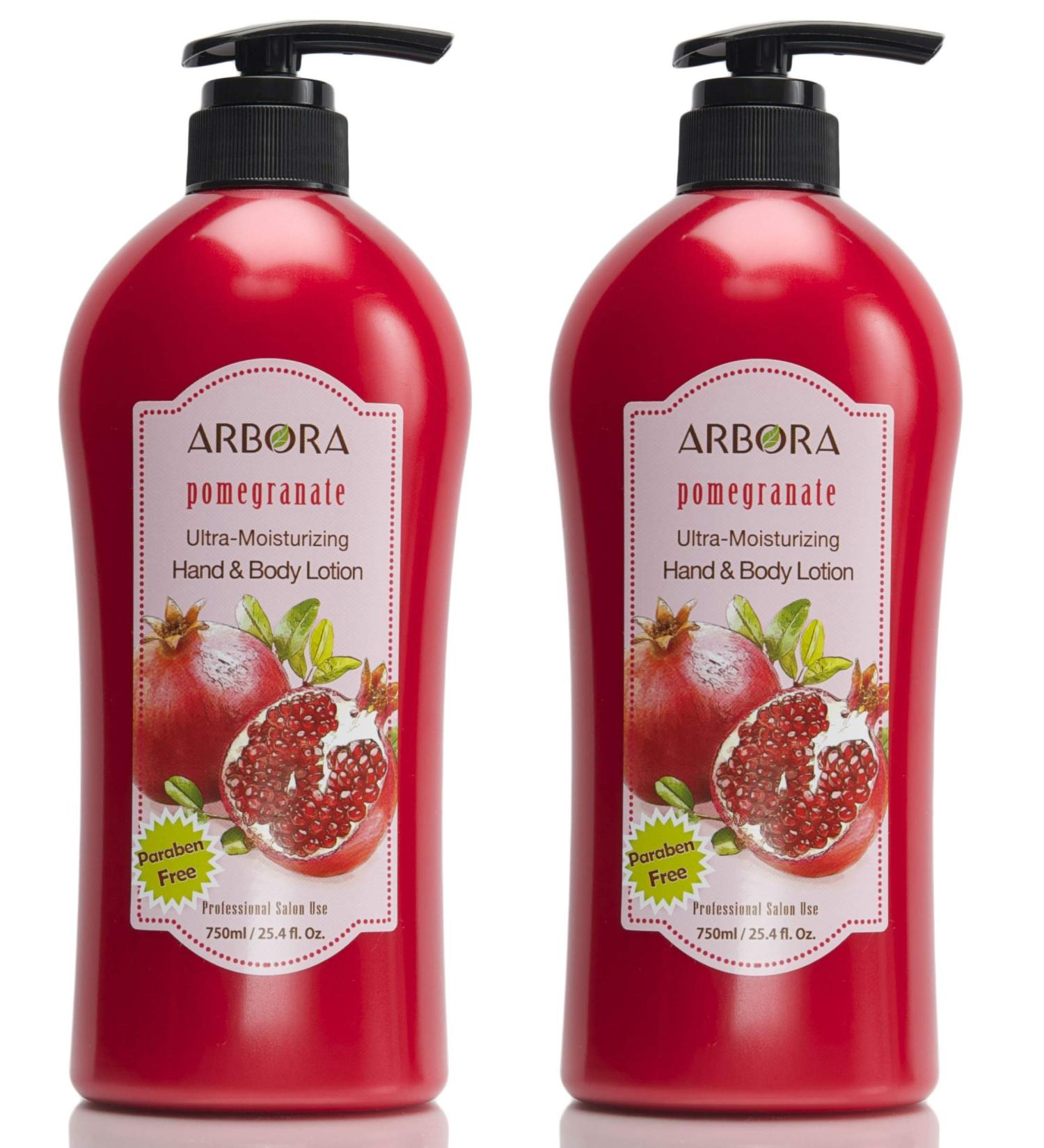 ARBORA DUO 2 Hand & Body Lotion POMEGRANATE 25.4OZ/750ML Paraben Free Natural Ultra-Moisturizing Professional Massage Lotion Original from Korea