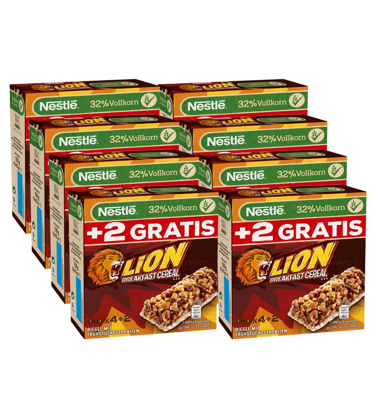 Buy Nestl Lion Breakfast Cereal Bar - Crispy Caramel & Milk Chocolate Snack - 8-Pack (6x25g) - Whole Grain Treat for Delicious Mornings - Buy Online on GoSupps.com