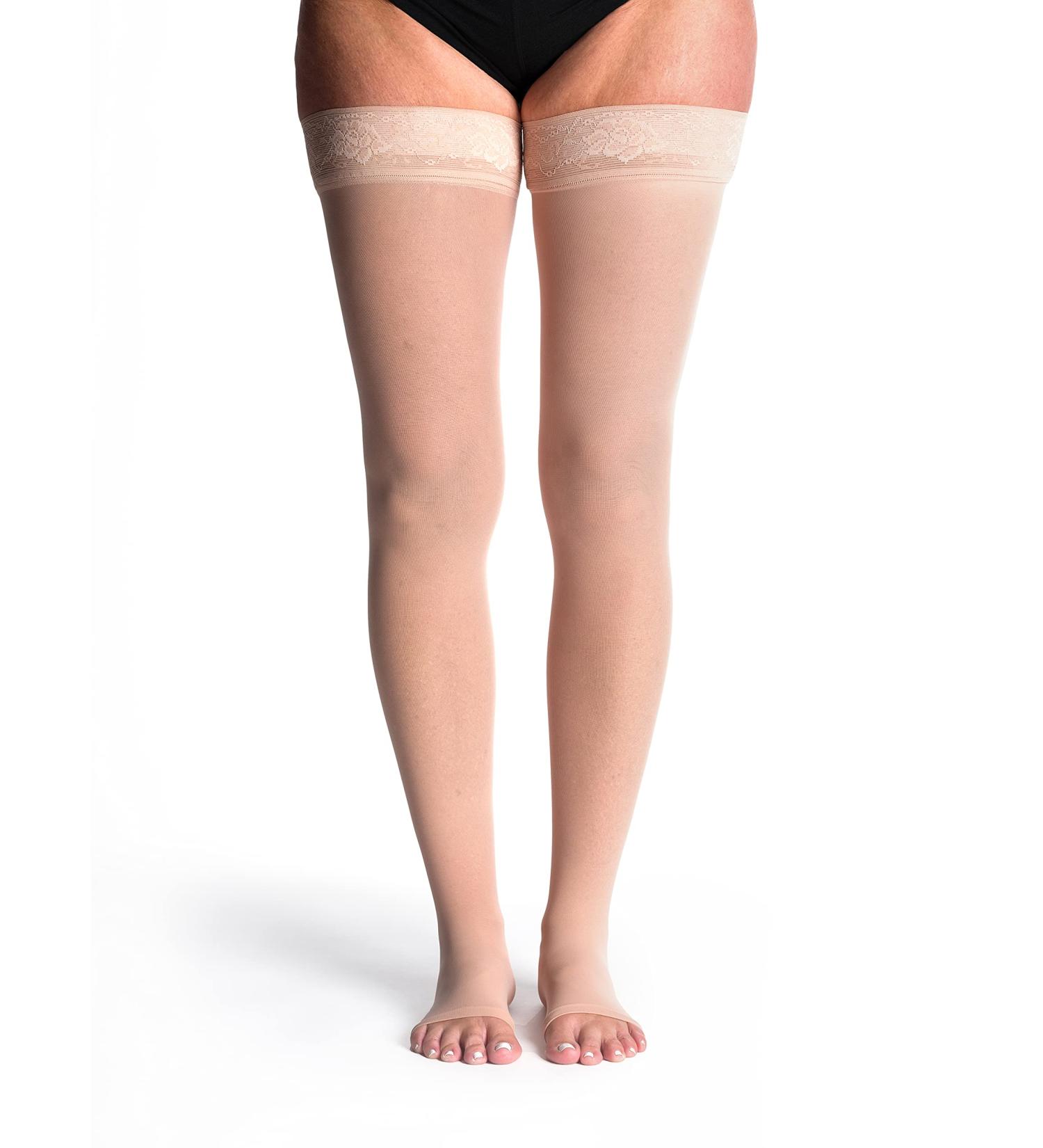 Buy SIGVARIS Women’s Style Sheer 780 Open Toe Thigh-Highs - 20-30mmHg Compression - Large Short - Warm Sand | International Shipping - Buy Online on GoSupps.com