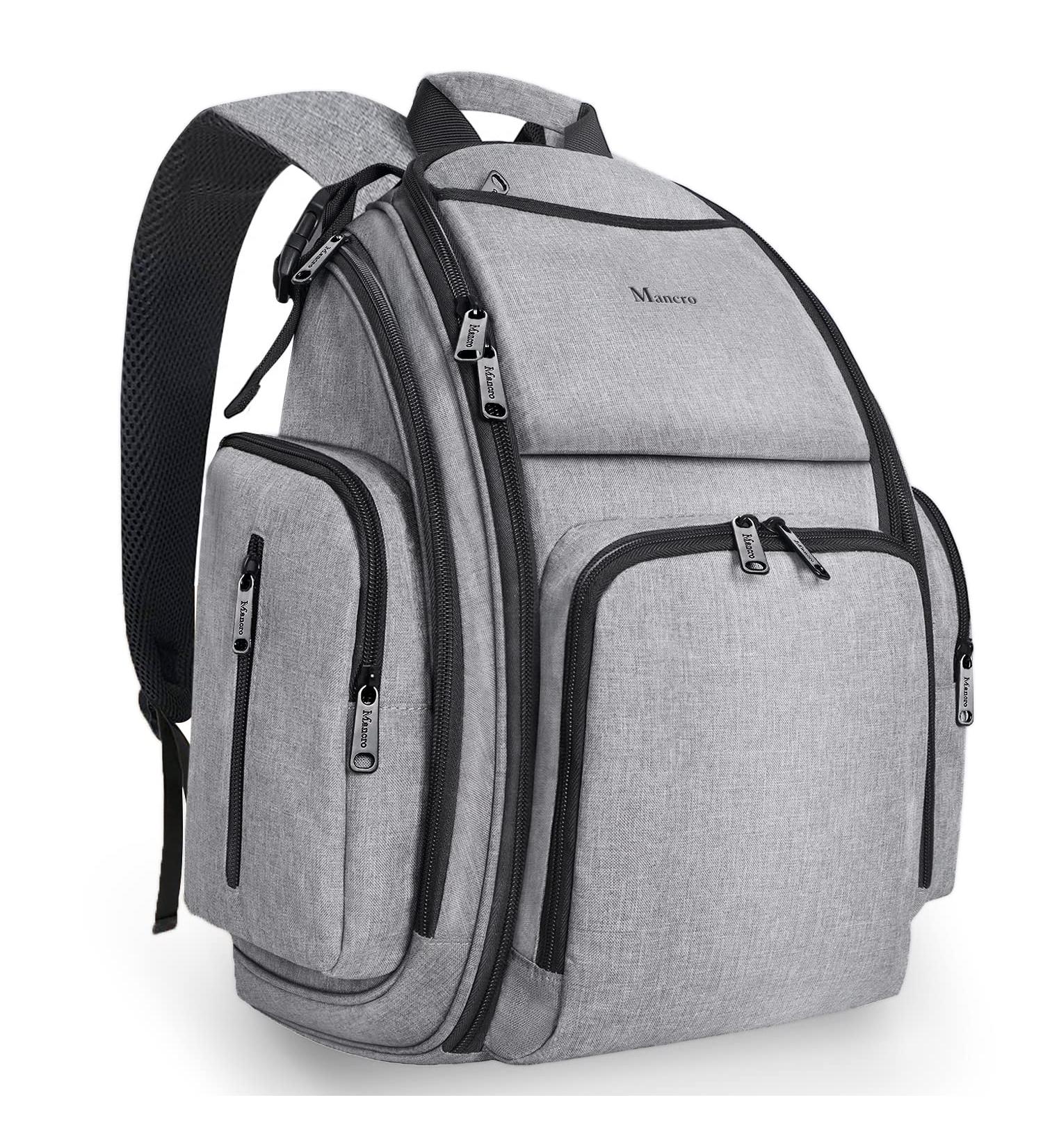 Large Waterproof Diaper Bag Backpack with Insulated Pockets & Changing Pad - Mancro Maternity Baby Bag in Grey - Buy Online on GoSupps.com