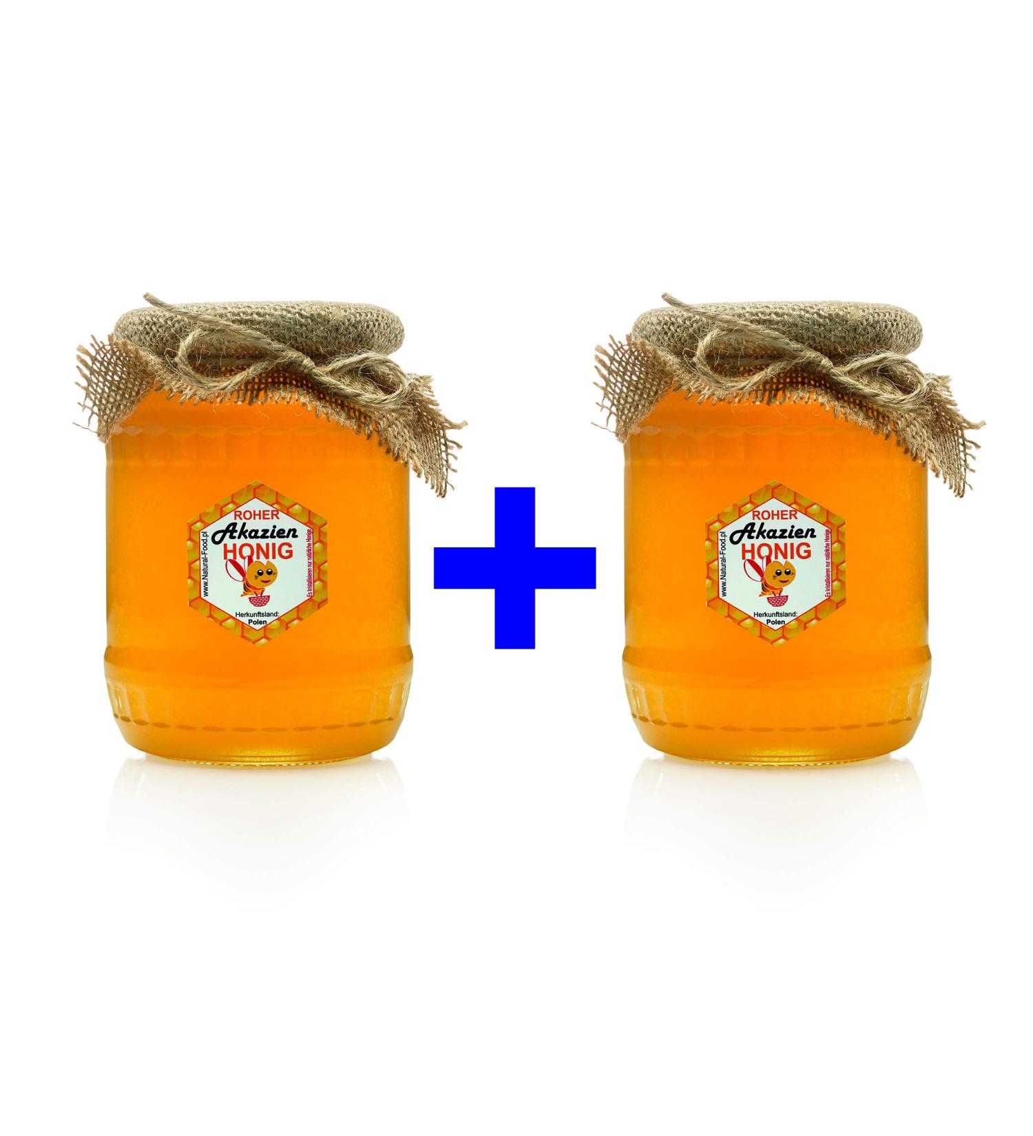 Natural food raw honey - directly from the beekeeper - raw of course - without additives - unfiltered - not thrown or heated - gift idea - 2 kg - acacia honey acacia + acacias 2 kg (1 Pack)