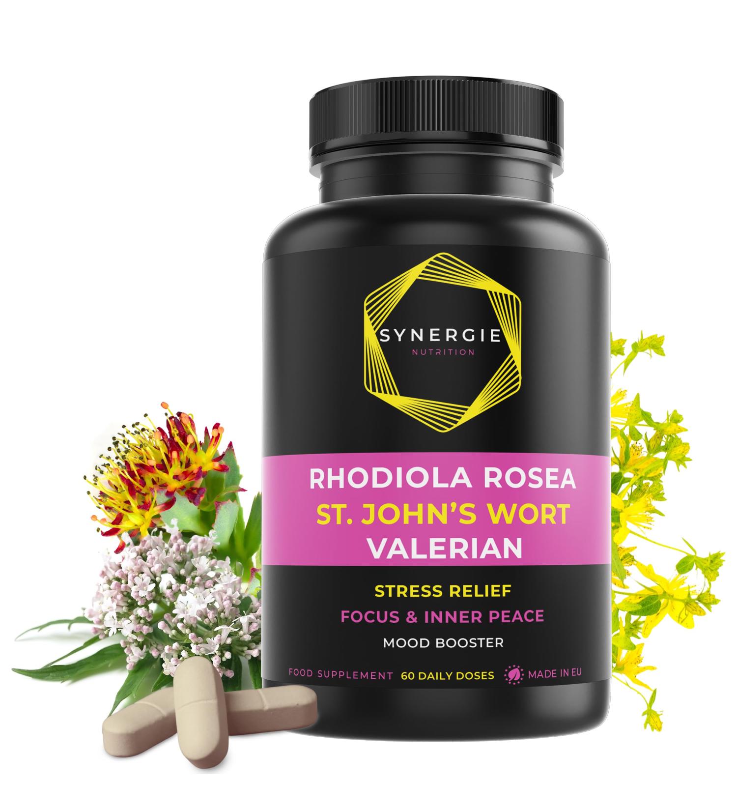 Buy St. John's Wort & Rhodiola Rosea 10:1 Extract | 60 Daily Doses | Natural Mood Lifter | Synergy Nutritung - International Shipping Available - Buy Online on GoSupps.com